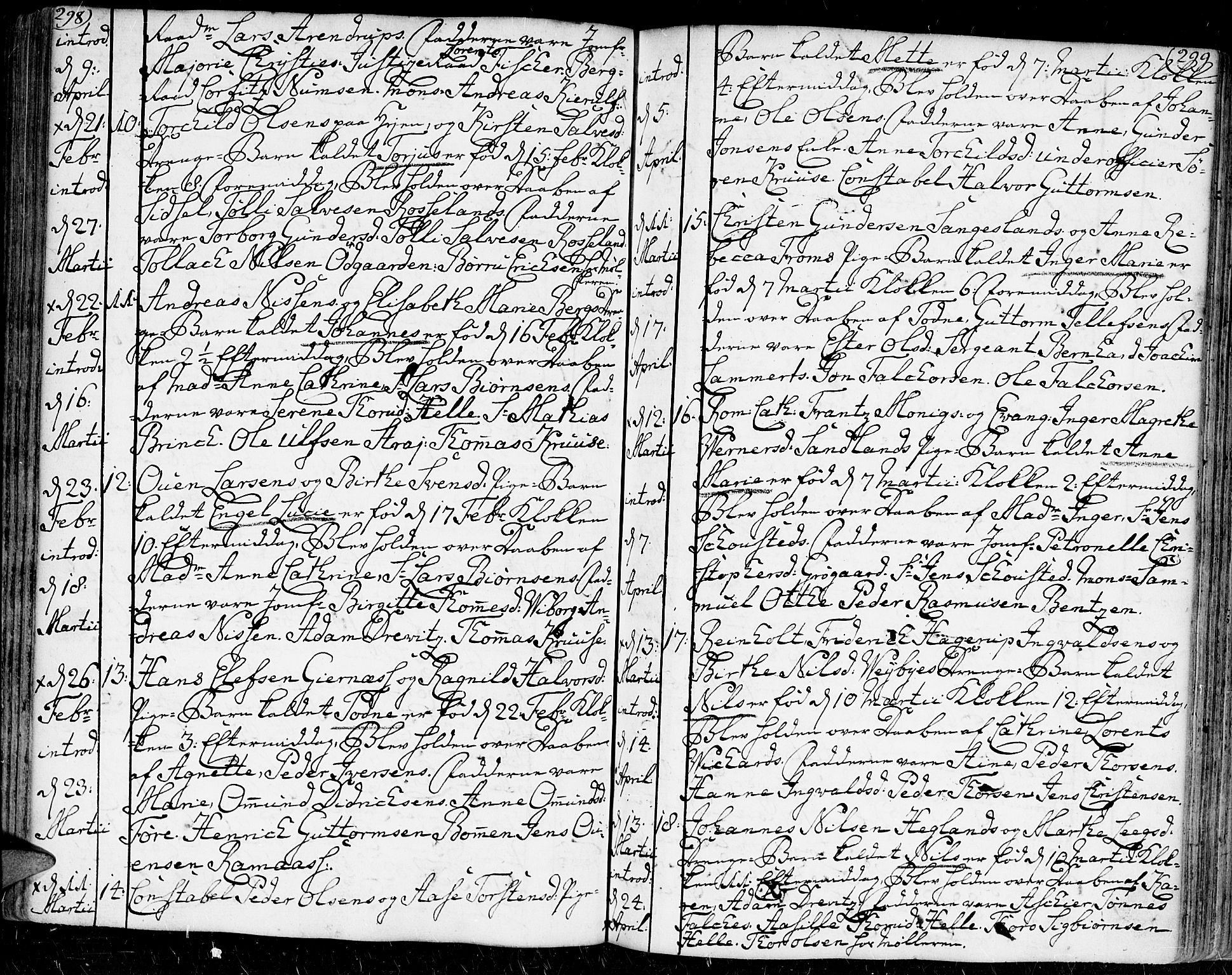 Kristiansand domprosti, AV/SAK-1112-0006/F/Fa/L0002: Ministerialbok nr. A 2, 1755-1778, s. 298-299