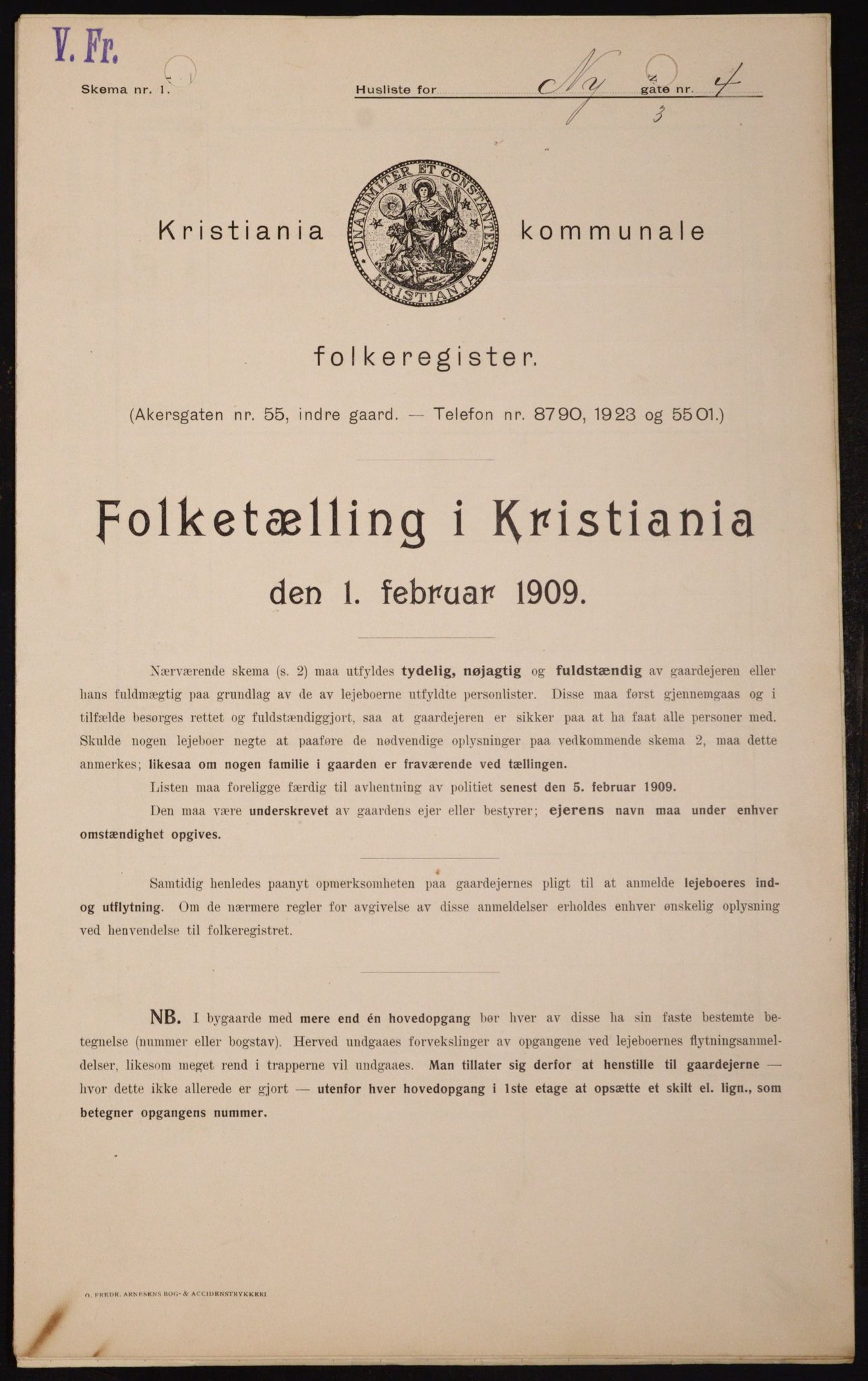 OBA, Kommunal folketelling 1.2.1909 for Kristiania kjøpstad, 1909, s. 66994