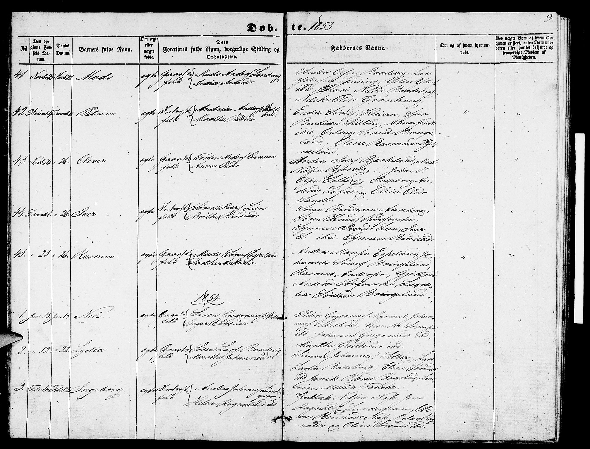 Gaular sokneprestembete, AV/SAB-A-80001/H/Hab: Klokkerbok nr. B 1, 1853-1863, s. 9