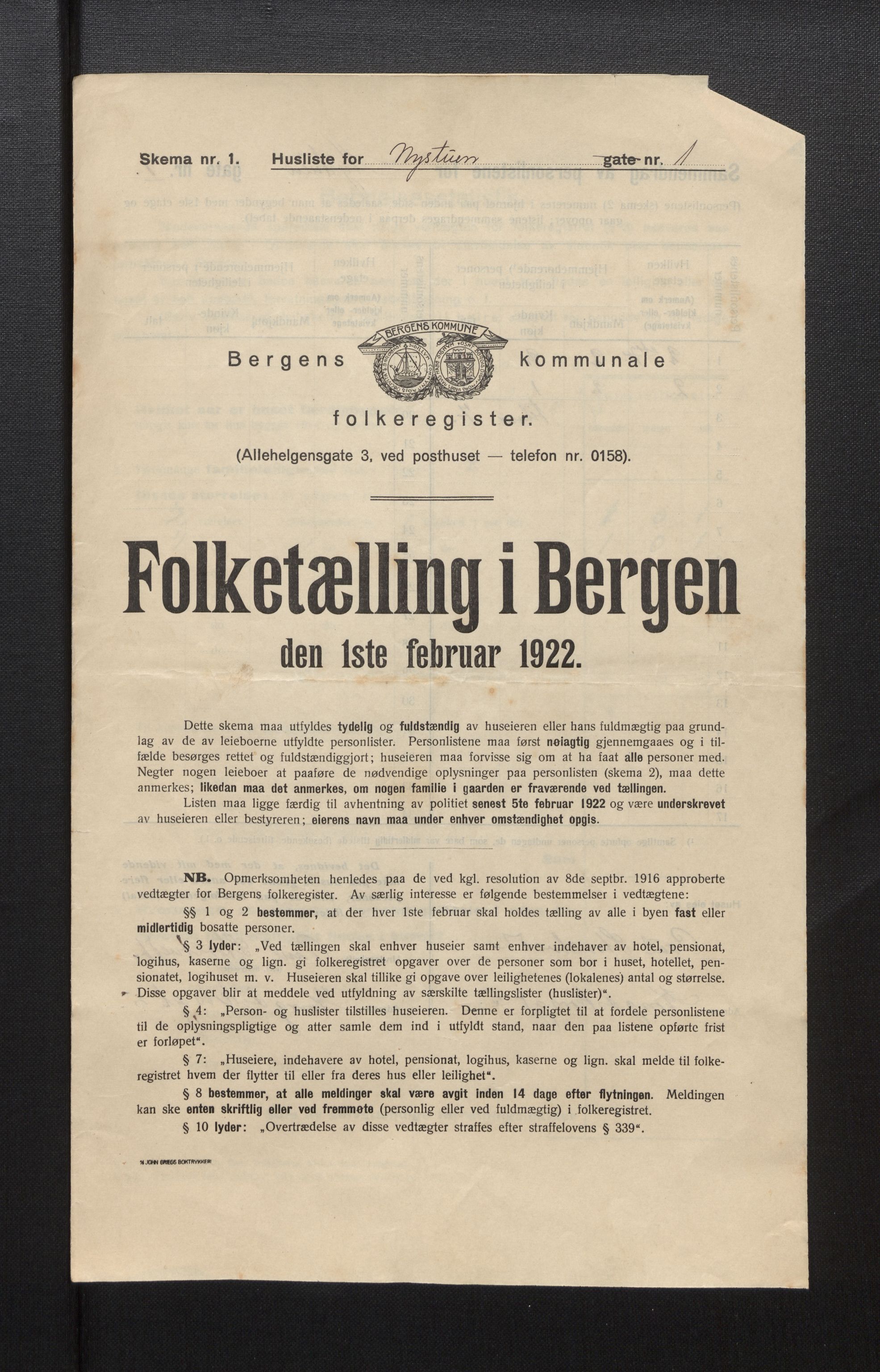 SAB, Kommunal folketelling 1922 for Bergen kjøpstad, 1922, s. 29496