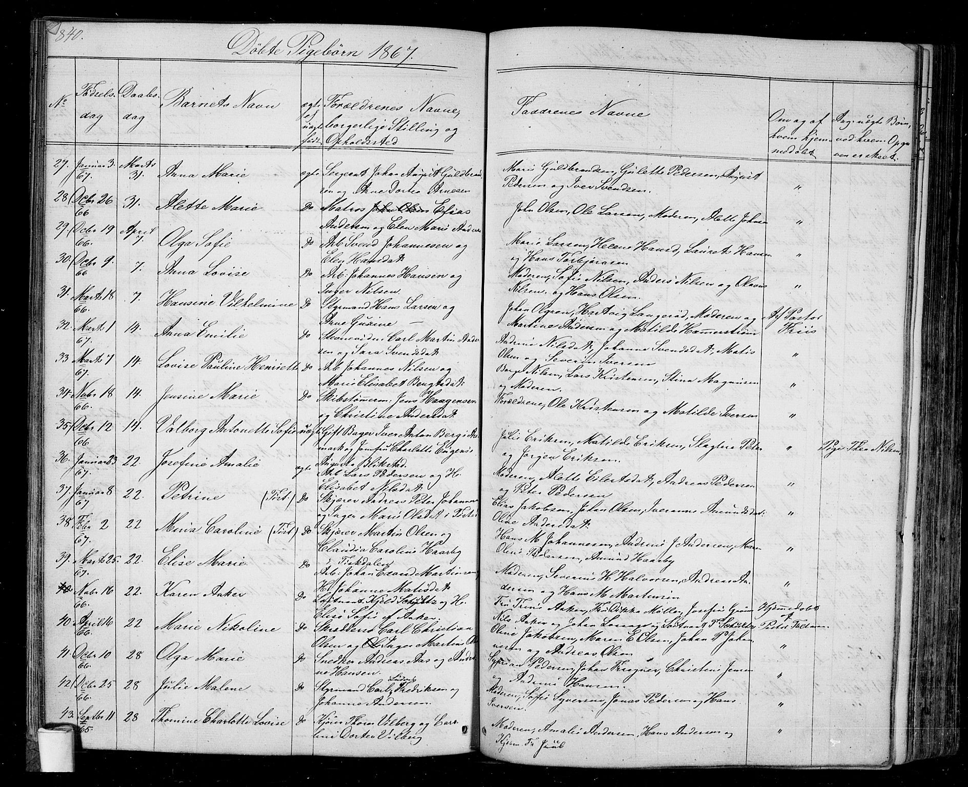 Halden prestekontor Kirkebøker, AV/SAO-A-10909/G/Ga/L0005b: Klokkerbok nr. 5B, 1864-1868, s. 840