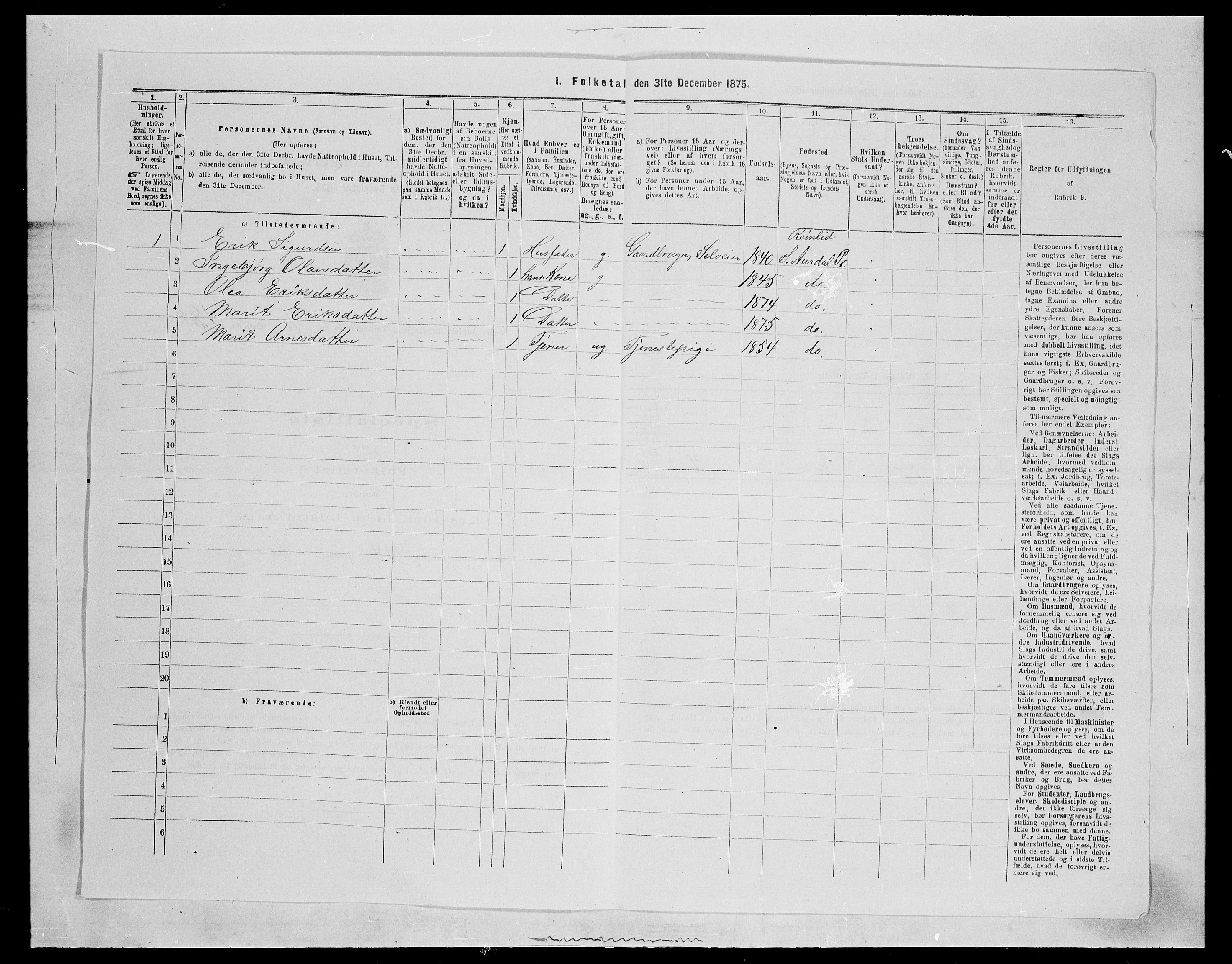 SAH, Folketelling 1875 for 0540P Sør-Aurdal prestegjeld, 1875, s. 402