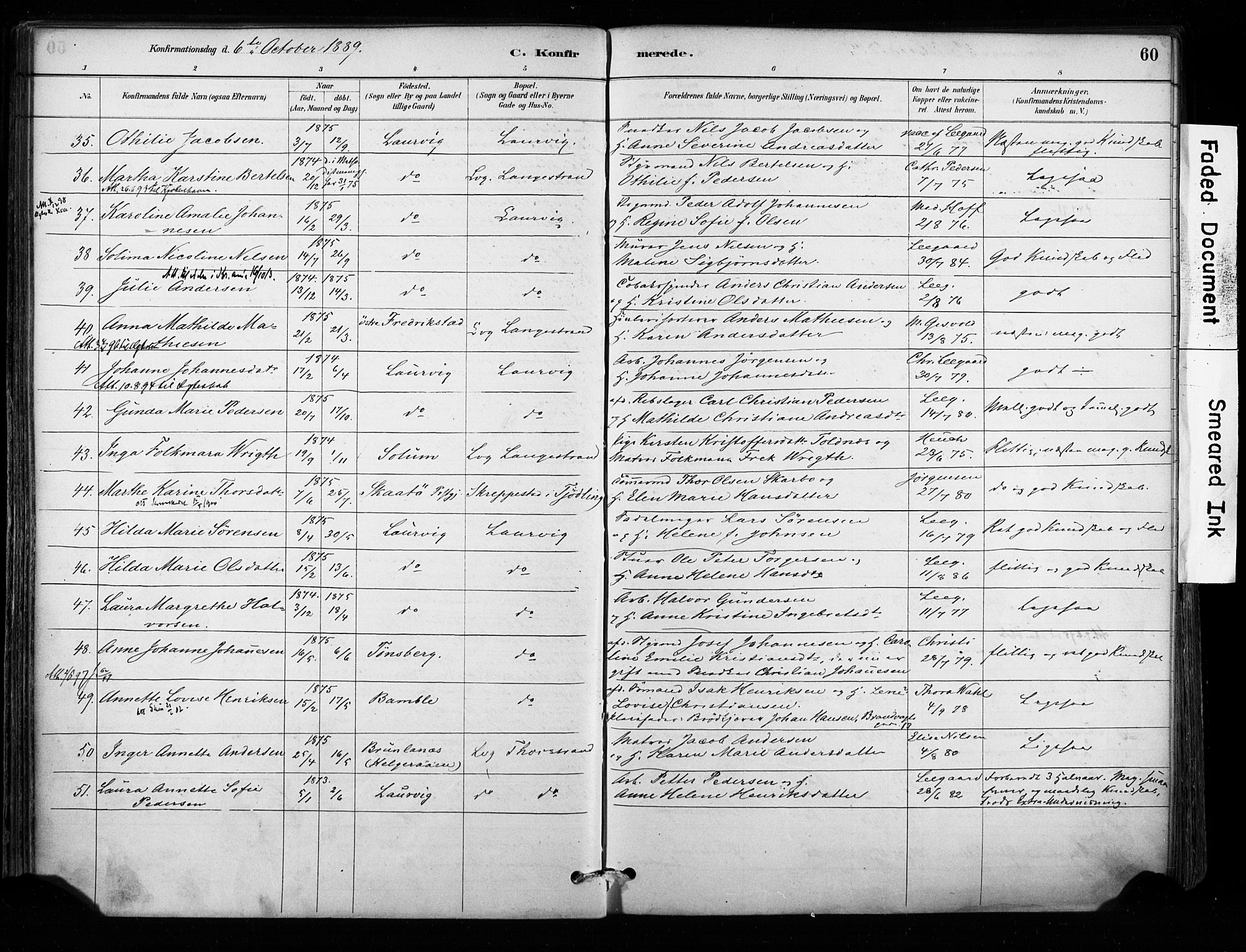 Larvik kirkebøker, AV/SAKO-A-352/F/Fa/L0008: Ministerialbok nr. I 8, 1884-1902, s. 60