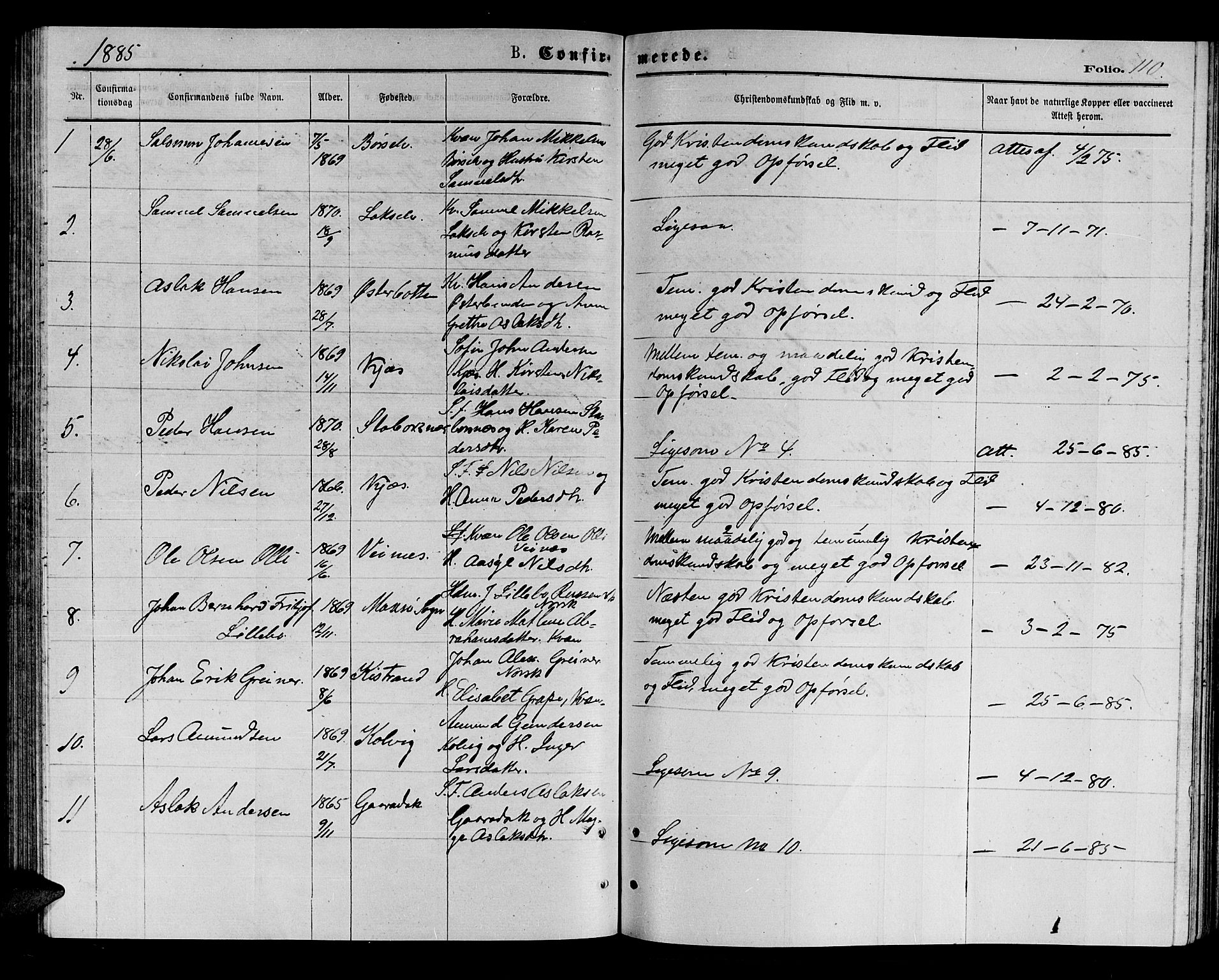 Kistrand/Porsanger sokneprestembete, AV/SATØ-S-1351/H/Hb/L0003.klokk: Klokkerbok nr. 3, 1874-1885, s. 110