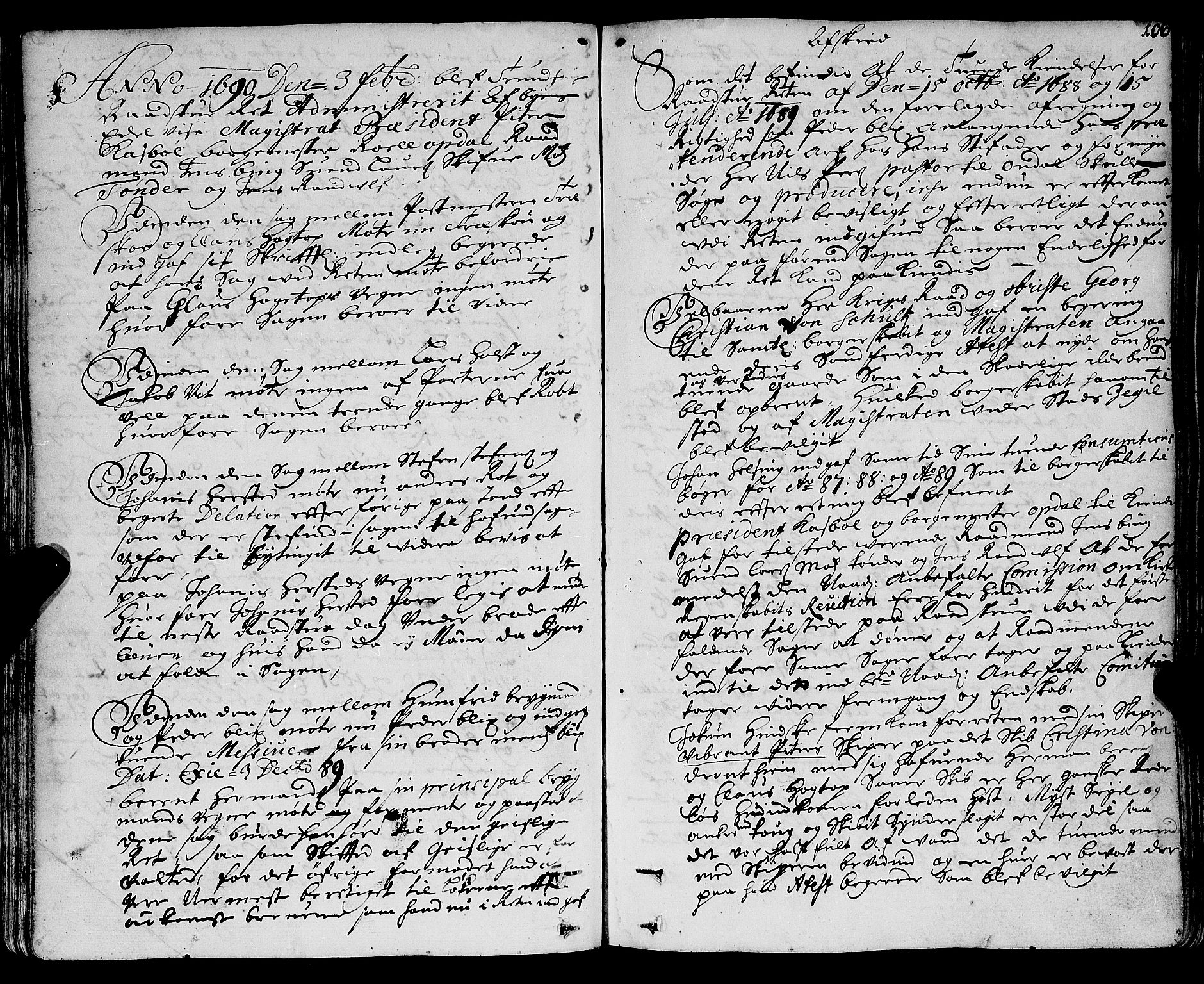 Trondheim magistrat, SAT/A-4372/A/Aa/L0005: Rådstueprotokoller, 1688-1692, s. 106