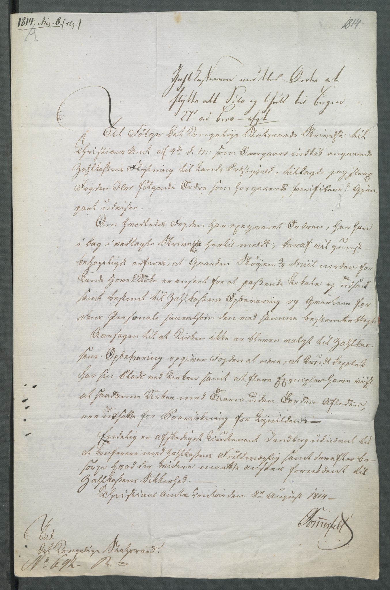 Forskjellige samlinger, Historisk-kronologisk samling, AV/RA-EA-4029/G/Ga/L0009A: Historisk-kronologisk samling. Dokumenter fra januar og ut september 1814. , 1814, s. 237