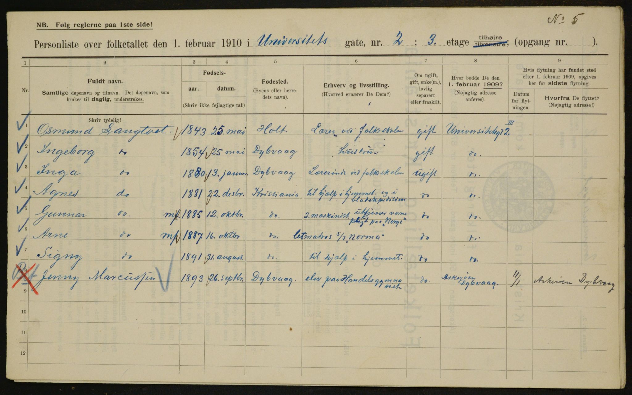 OBA, Kommunal folketelling 1.2.1910 for Kristiania, 1910, s. 113674