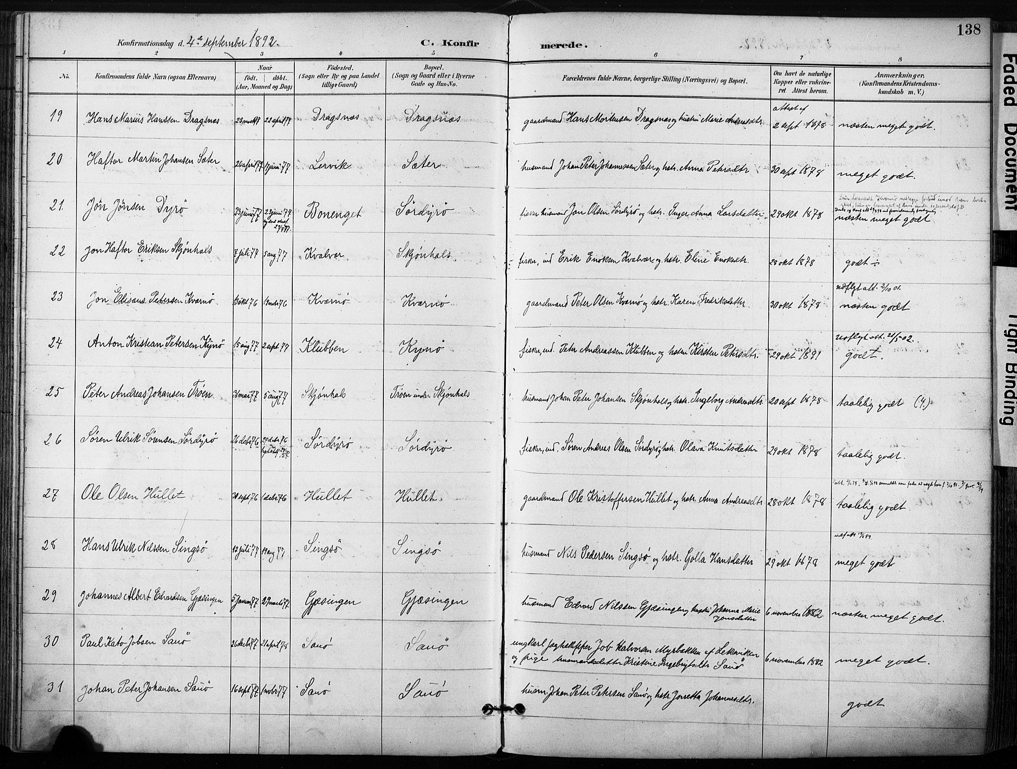 Ministerialprotokoller, klokkerbøker og fødselsregistre - Sør-Trøndelag, SAT/A-1456/640/L0579: Ministerialbok nr. 640A04, 1889-1902, s. 138