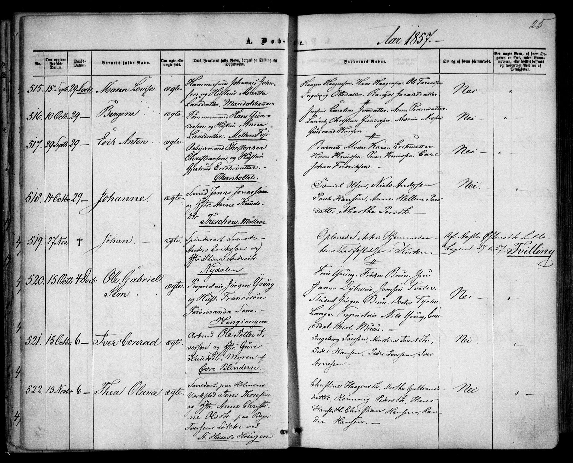 Vestre Aker prestekontor Kirkebøker, AV/SAO-A-10025/F/Fa/L0003: Ministerialbok nr. 3, 1857-1868, s. 25