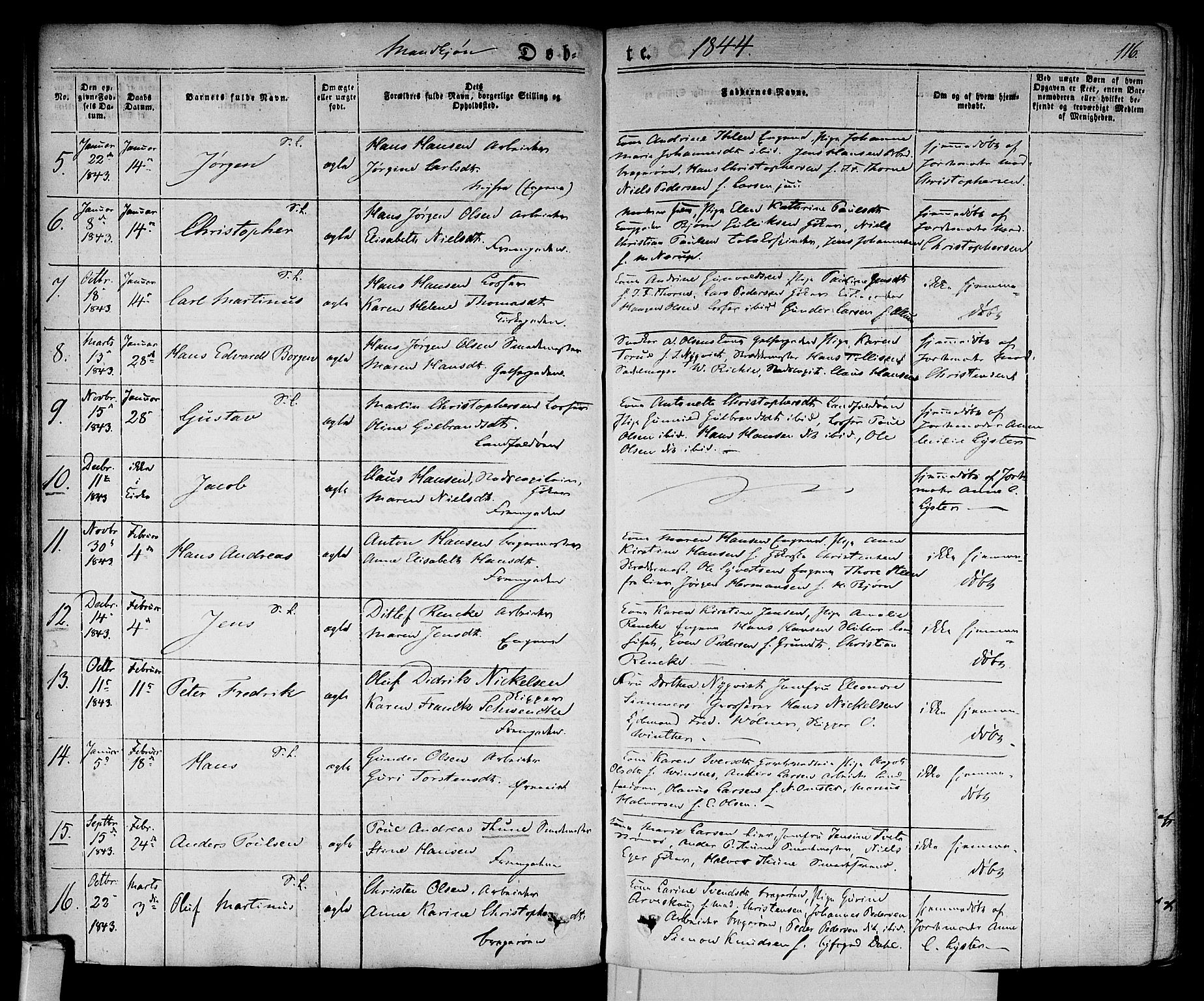Bragernes kirkebøker, AV/SAKO-A-6/F/Fb/L0001: Ministerialbok nr. II 1, 1830-1847, s. 116