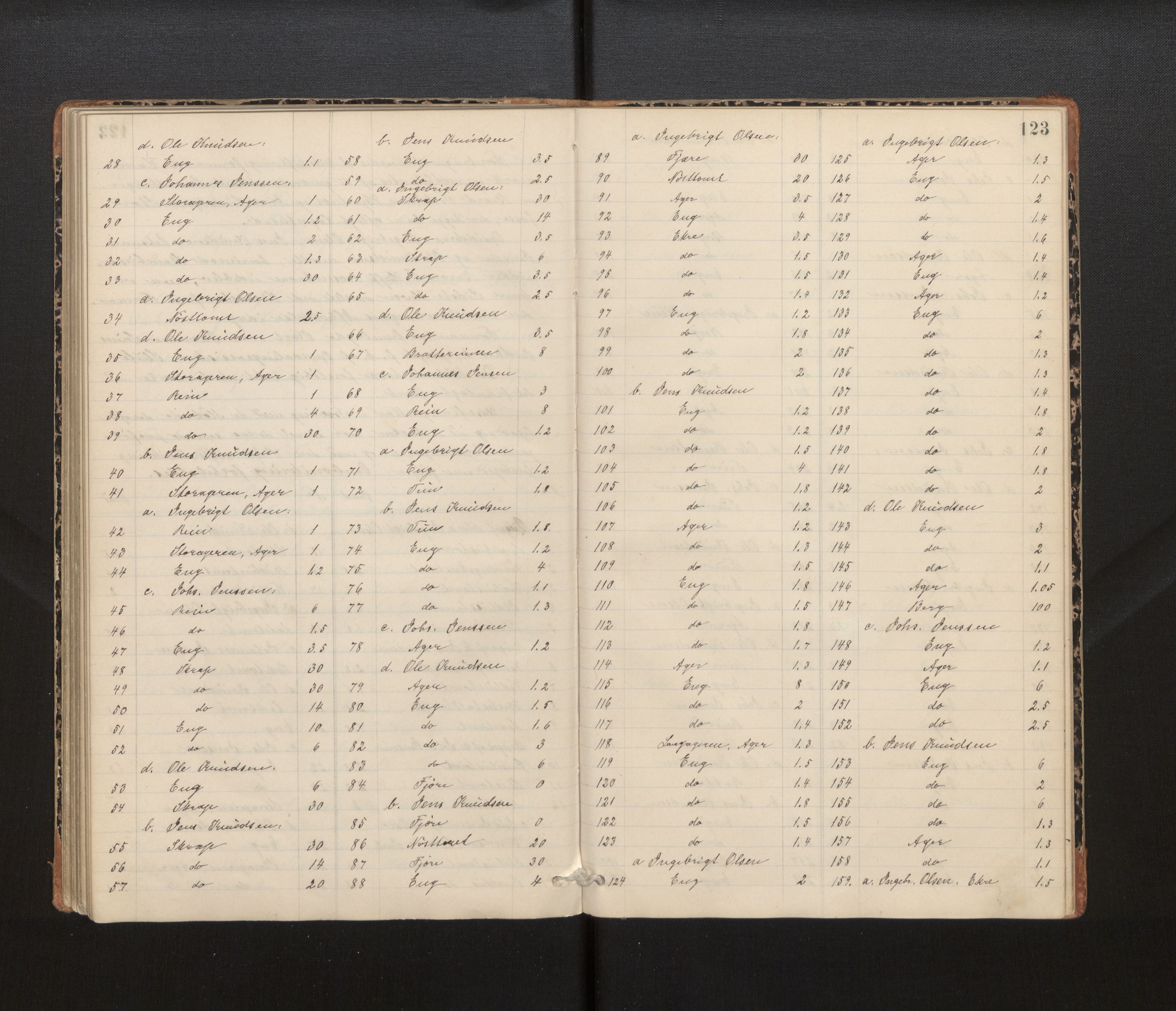 Hordaland jordskiftedøme - IV Hardanger jordskiftedistrikt, AV/SAB-A-7101/A/Aa/L0013: Forhandlingsprotokoll, 1890-1894, s. 122b-123a