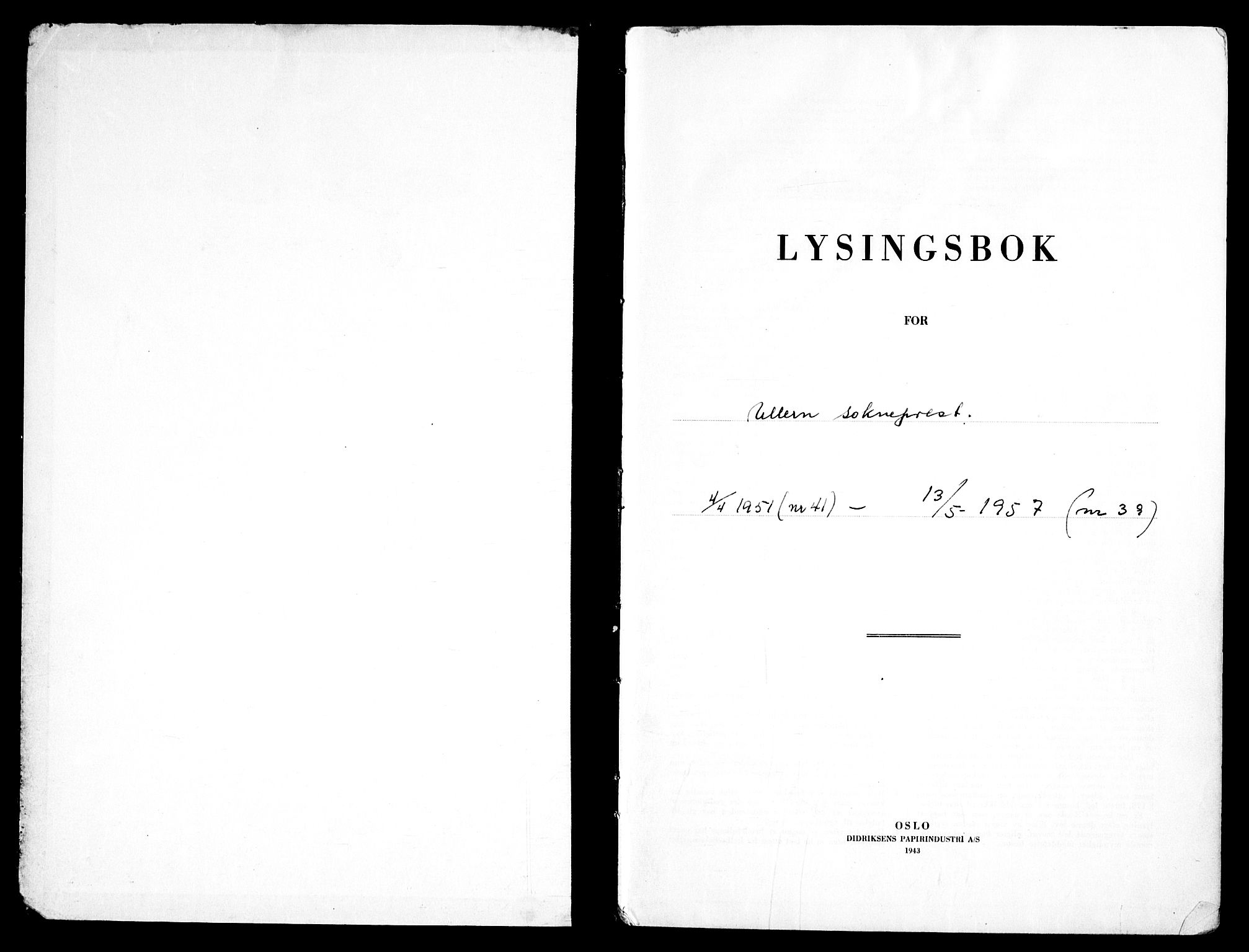 Ullern prestekontor Kirkebøker, SAO/A-10740/H/L0006: Lysningsprotokoll nr. 6, 1951-1957