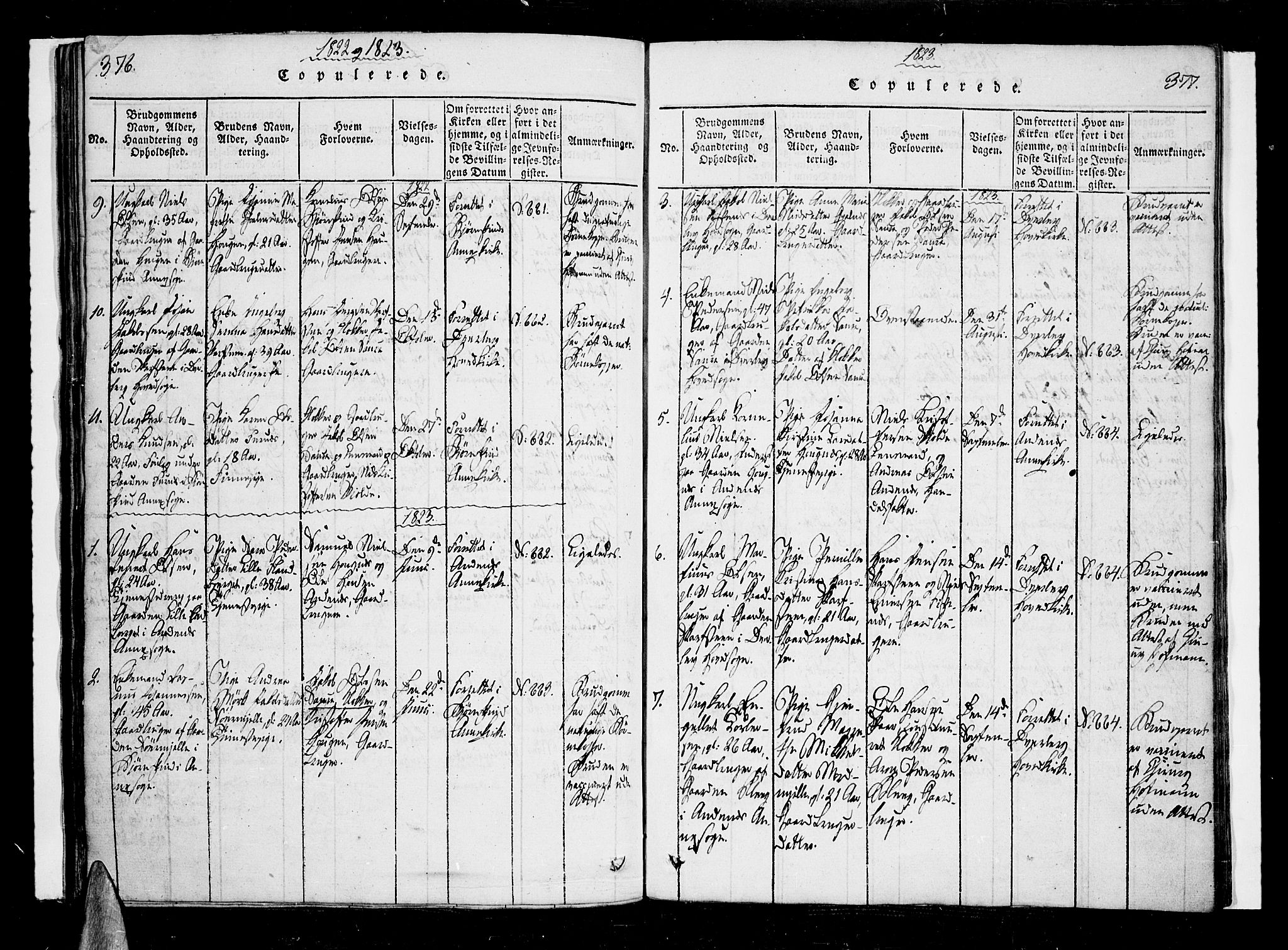 Ministerialprotokoller, klokkerbøker og fødselsregistre - Nordland, AV/SAT-A-1459/897/L1395: Ministerialbok nr. 897A03, 1820-1841, s. 376-377