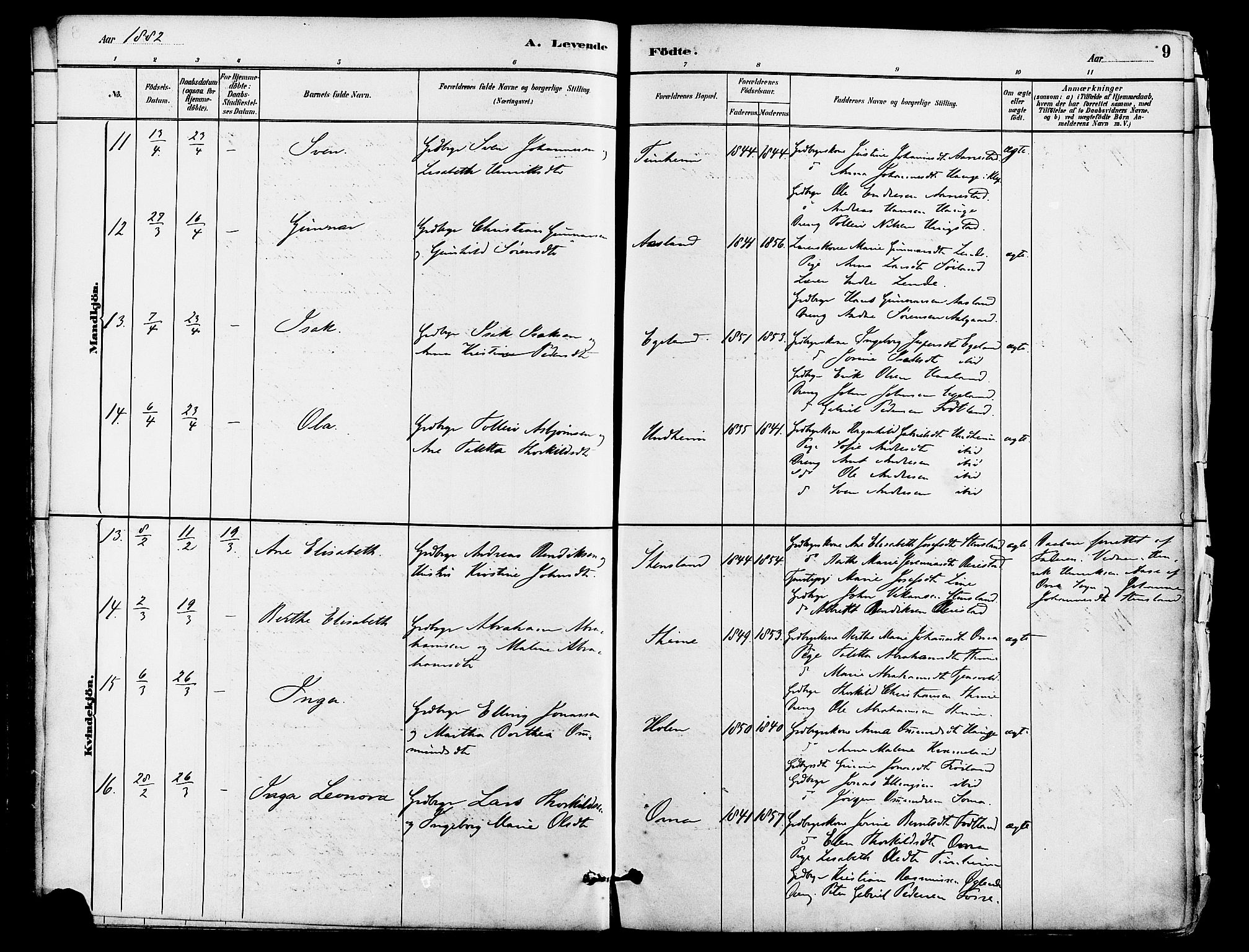 Lye sokneprestkontor, AV/SAST-A-101794/001/30BA/L0009: Ministerialbok nr. A 8, 1881-1892, s. 9