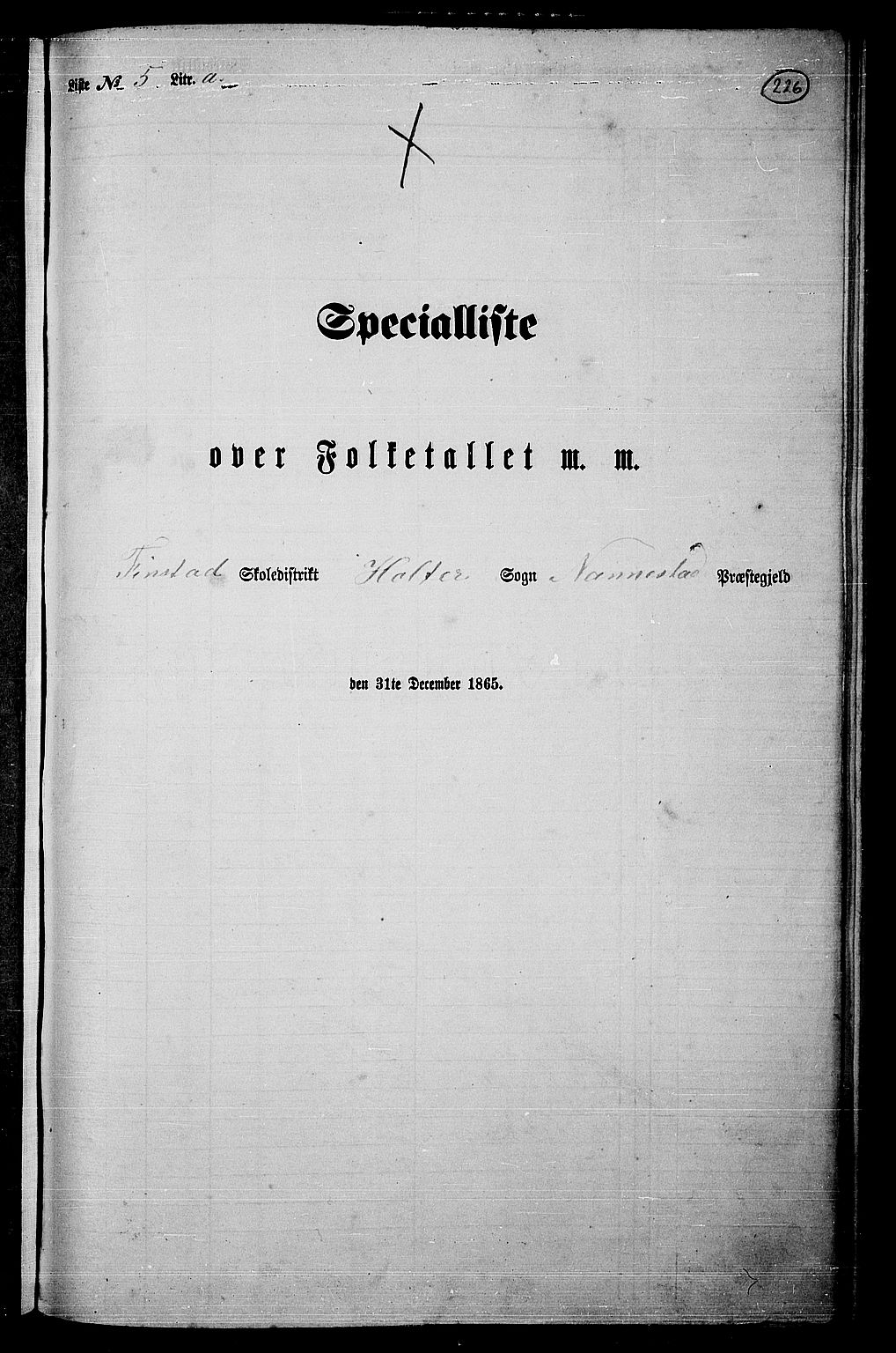 RA, Folketelling 1865 for 0238P Nannestad prestegjeld, 1865, s. 103