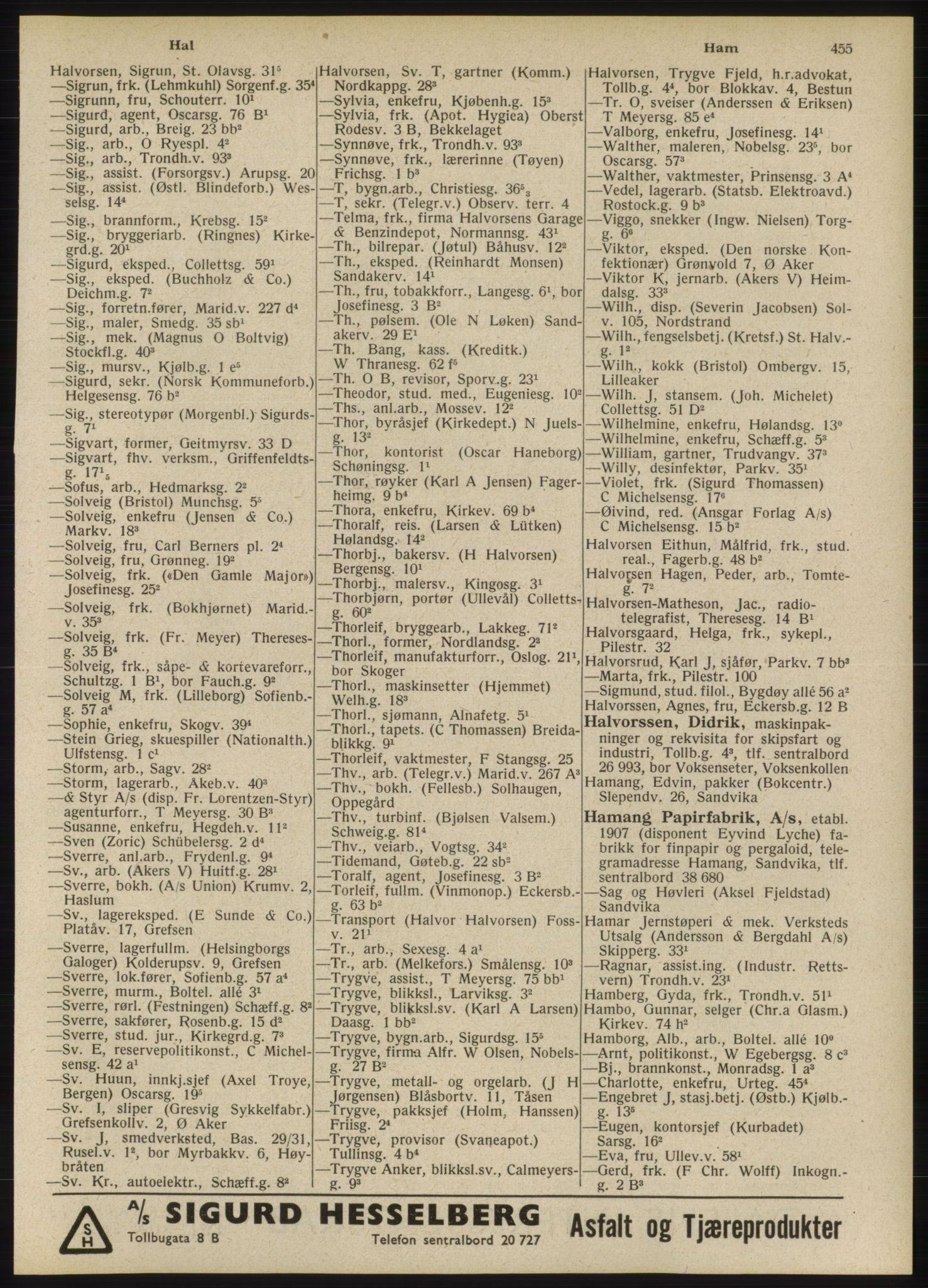 Kristiania/Oslo adressebok, PUBL/-, 1946, s. 455