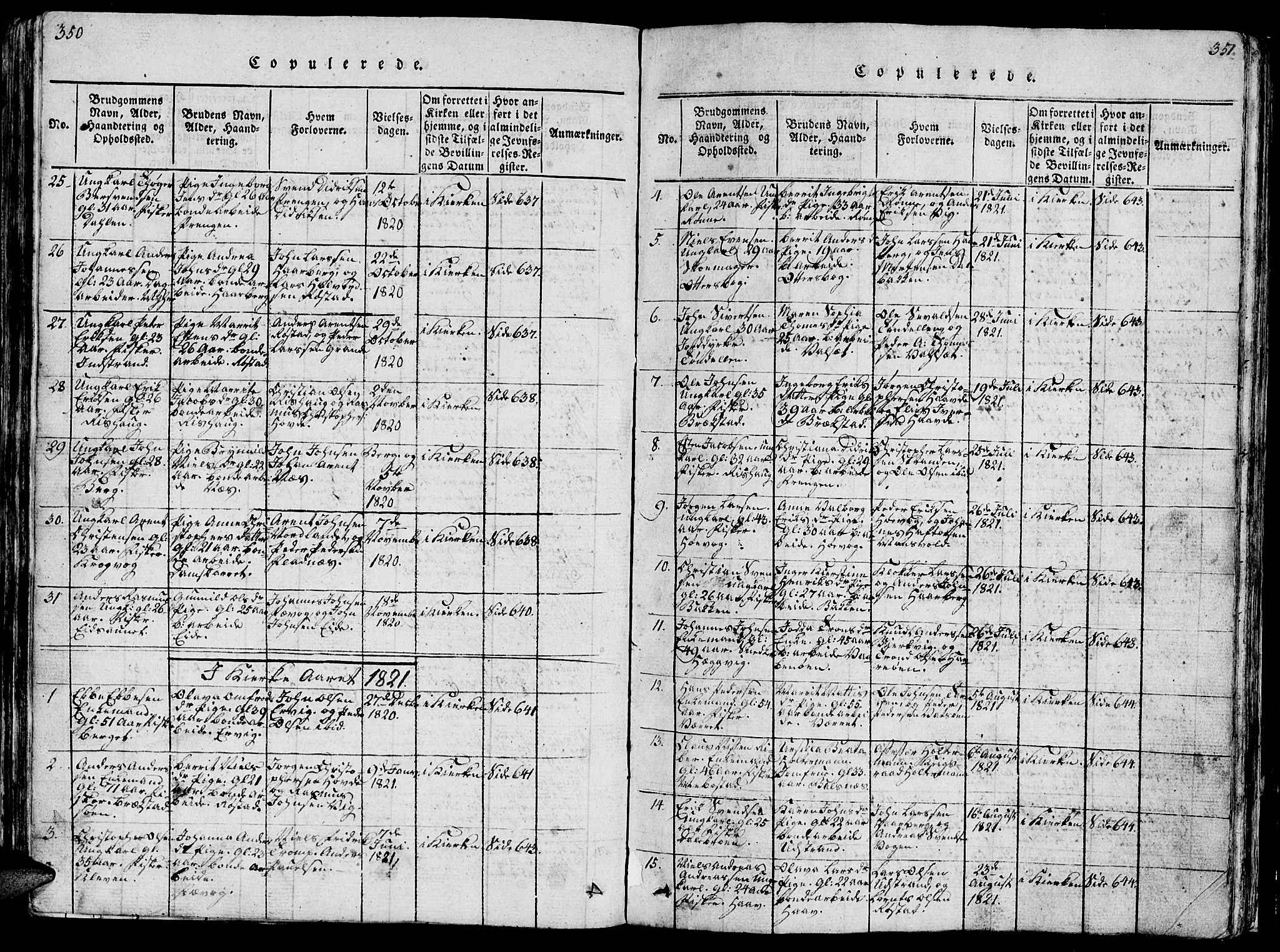 Ministerialprotokoller, klokkerbøker og fødselsregistre - Sør-Trøndelag, AV/SAT-A-1456/659/L0744: Klokkerbok nr. 659C01, 1818-1825, s. 350-351
