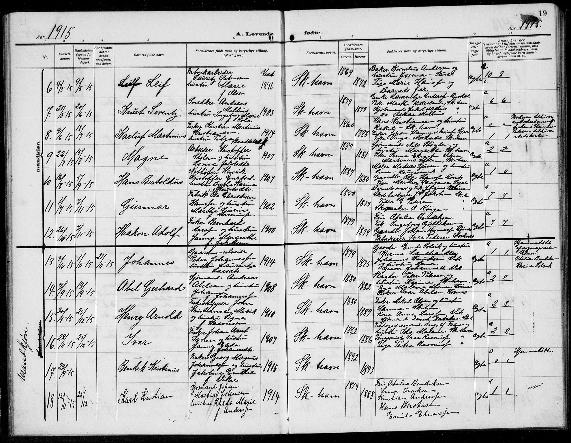 Skudenes sokneprestkontor, AV/SAST-A -101849/H/Ha/Hab/L0010: Klokkerbok nr. B 10, 1908-1936, s. 19