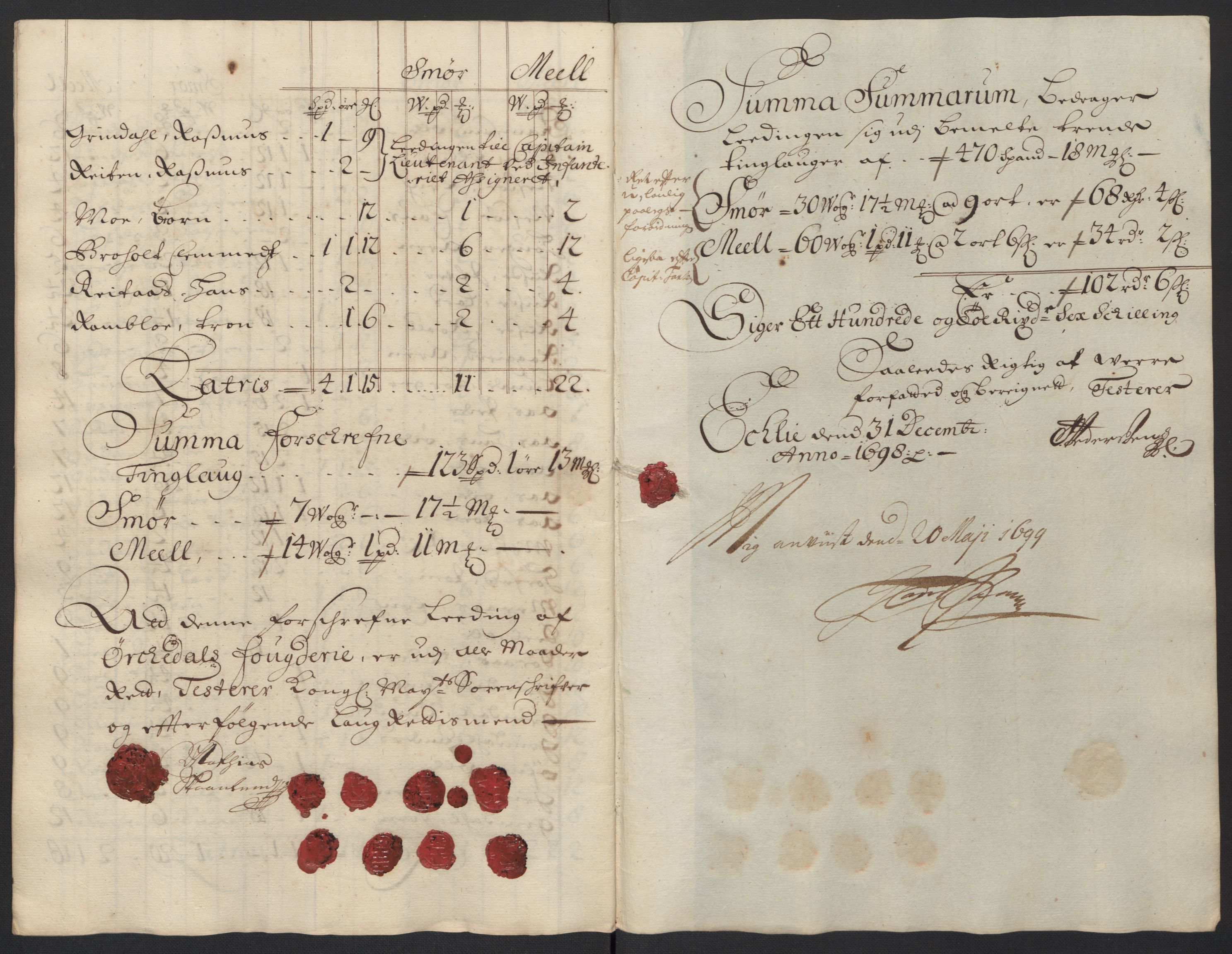 Rentekammeret inntil 1814, Reviderte regnskaper, Fogderegnskap, RA/EA-4092/R60/L3948: Fogderegnskap Orkdal og Gauldal, 1698, s. 195