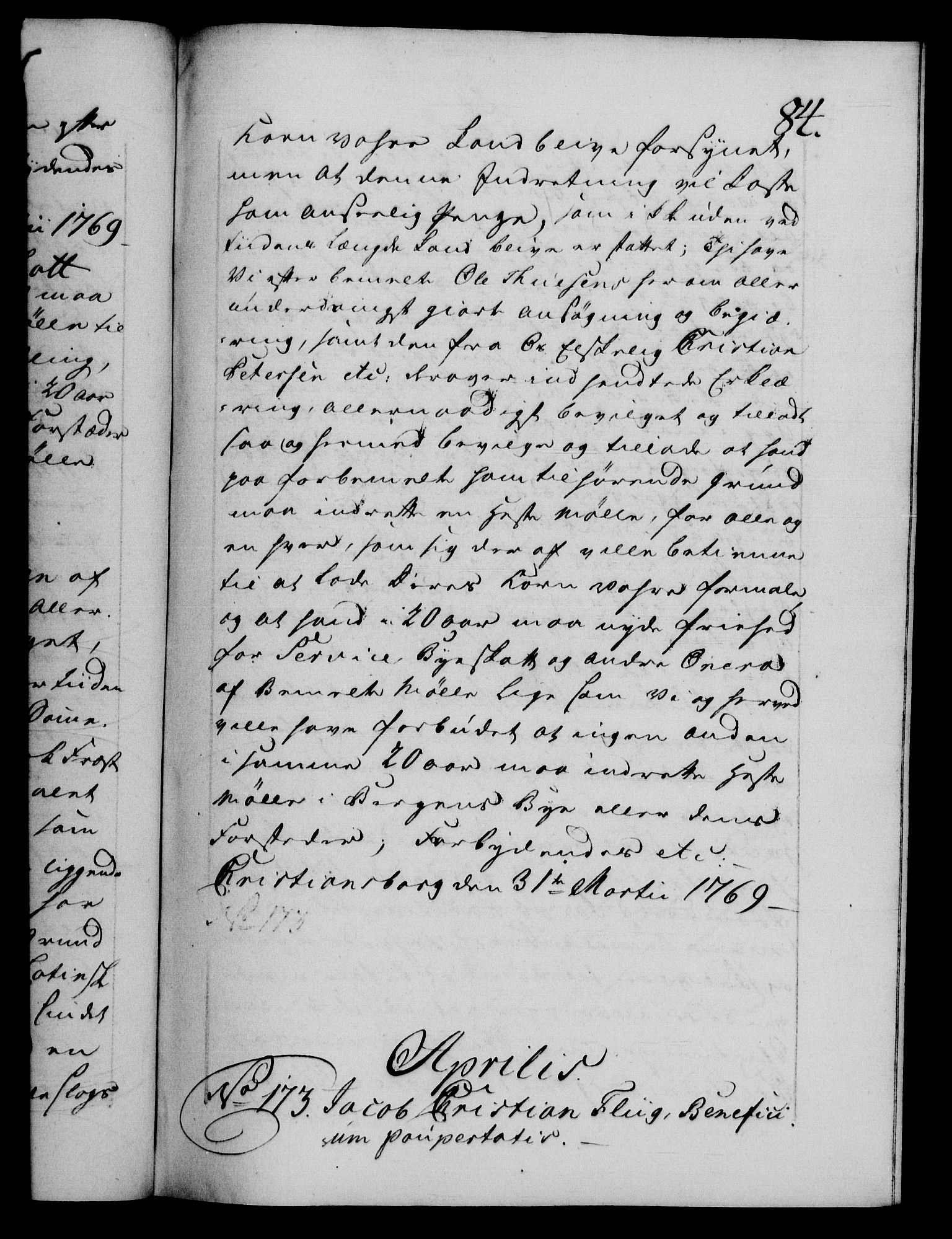 Danske Kanselli 1572-1799, AV/RA-EA-3023/F/Fc/Fca/Fcaa/L0044: Norske registre, 1769-1771, s. 84a