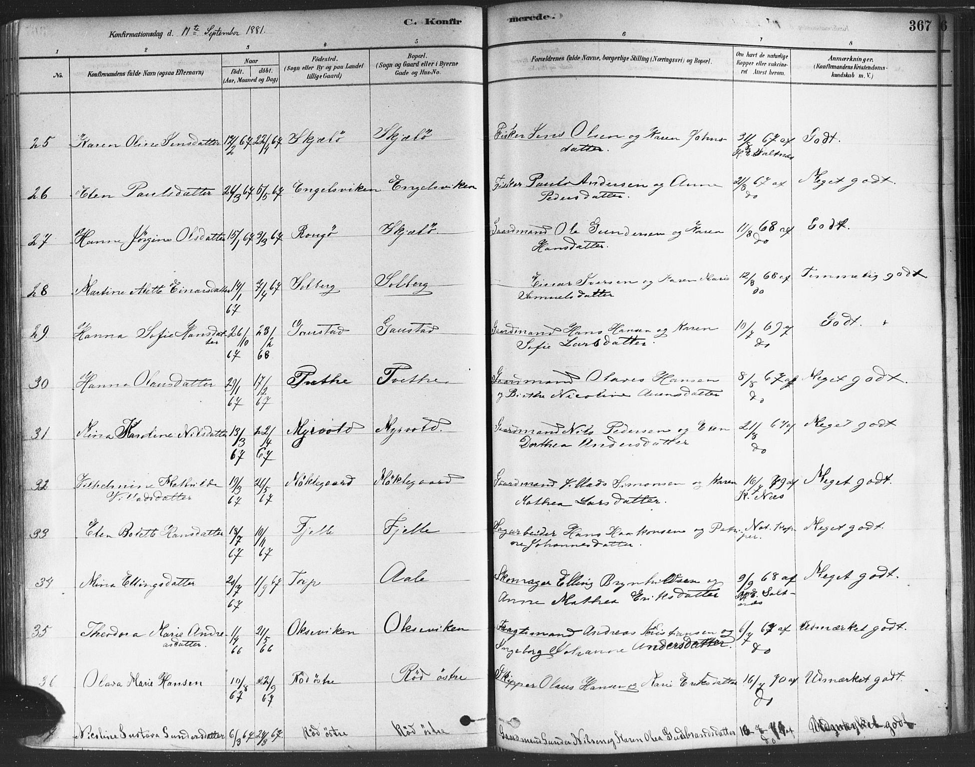 Onsøy prestekontor Kirkebøker, AV/SAO-A-10914/F/Fa/L0005: Ministerialbok nr. I 5, 1878-1898, s. 367