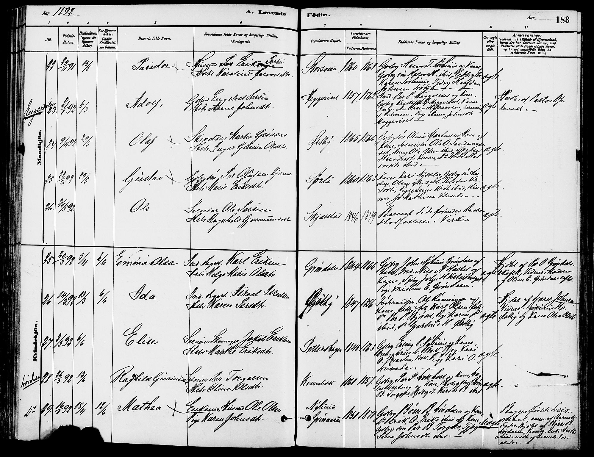 Trysil prestekontor, AV/SAH-PREST-046/H/Ha/Haa/L0008: Ministerialbok nr. 8, 1881-1897, s. 183