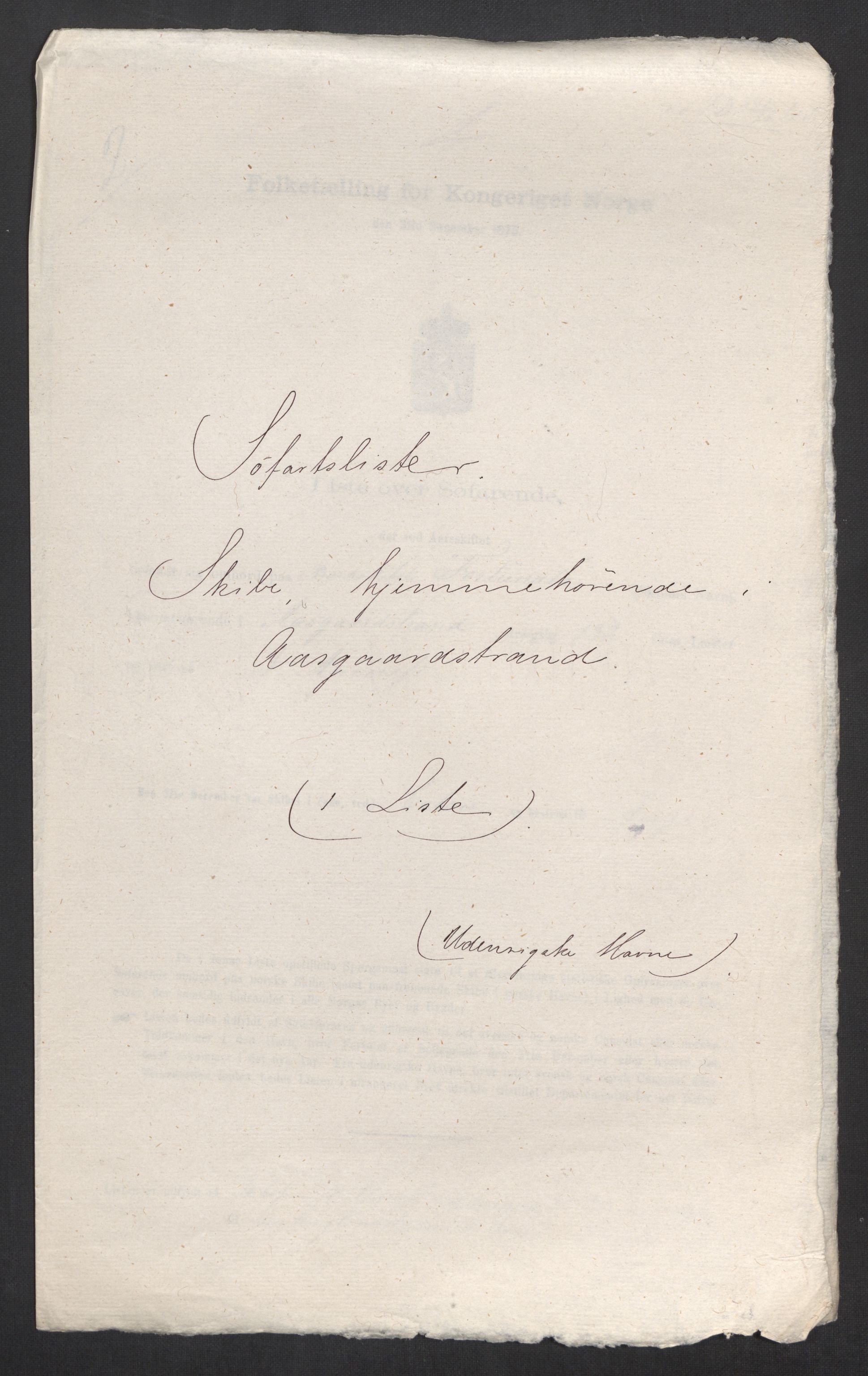 RA, Folketelling 1875, skipslister: Skip i utenrikske havner, hjemmehørende i byer og ladesteder, Fredrikshald - Arendal, 1875, s. 344