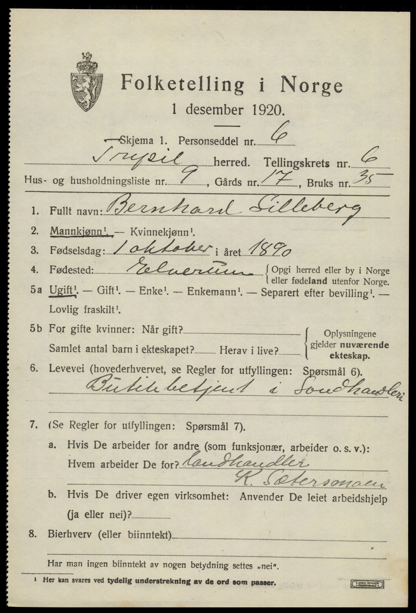 SAH, Folketelling 1920 for 0428 Trysil herred, 1920, s. 4645