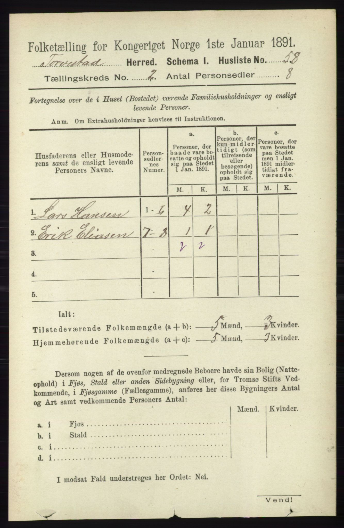 RA, Folketelling 1891 for 1152 Torvastad herred, 1891, s. 506