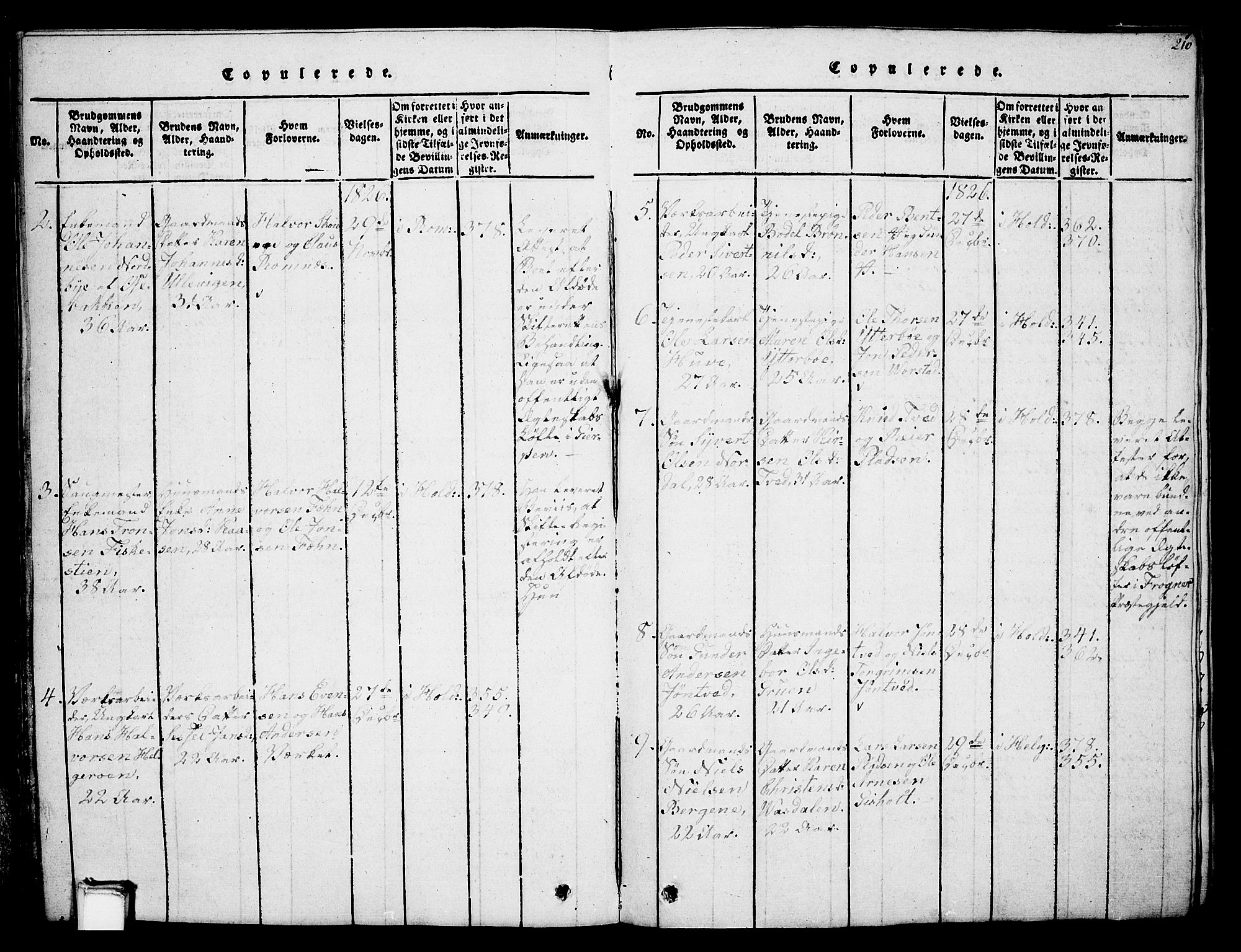 Holla kirkebøker, AV/SAKO-A-272/G/Ga/L0001: Klokkerbok nr. I 1, 1814-1830, s. 210