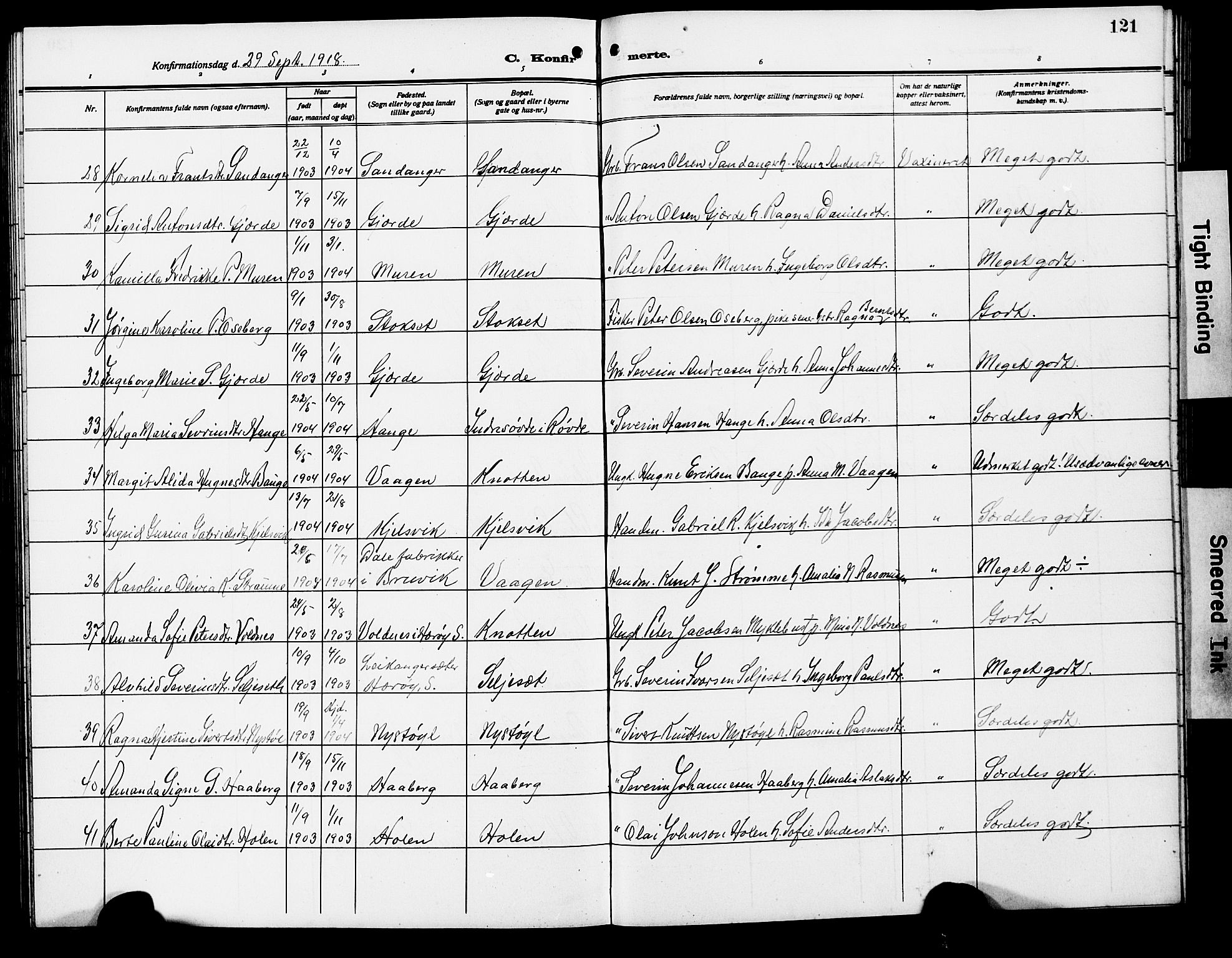 Ministerialprotokoller, klokkerbøker og fødselsregistre - Møre og Romsdal, AV/SAT-A-1454/503/L0050: Klokkerbok nr. 503C05, 1909-1922, s. 121