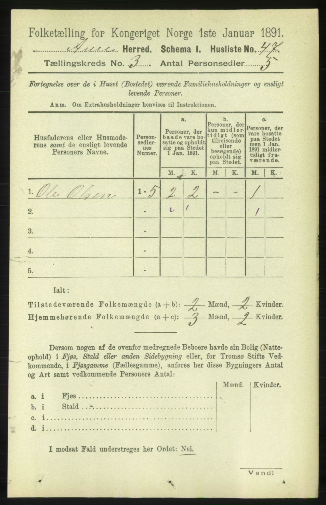 RA, Folketelling 1891 for 1569 Aure herred, 1891, s. 1538