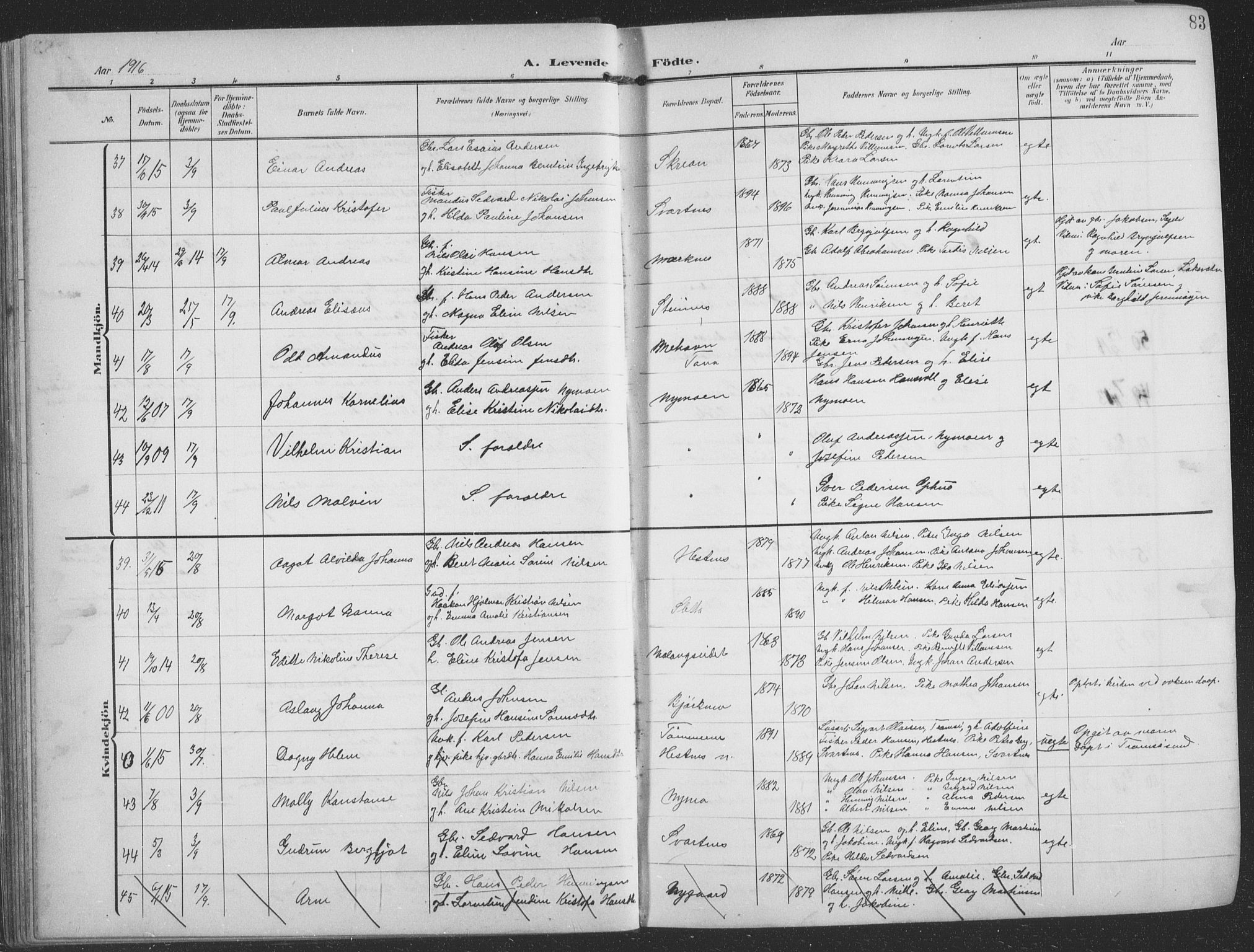 Balsfjord sokneprestembete, AV/SATØ-S-1303/G/Gab/L0009klokker: Klokkerbok nr. 9, 1906-1920, s. 83