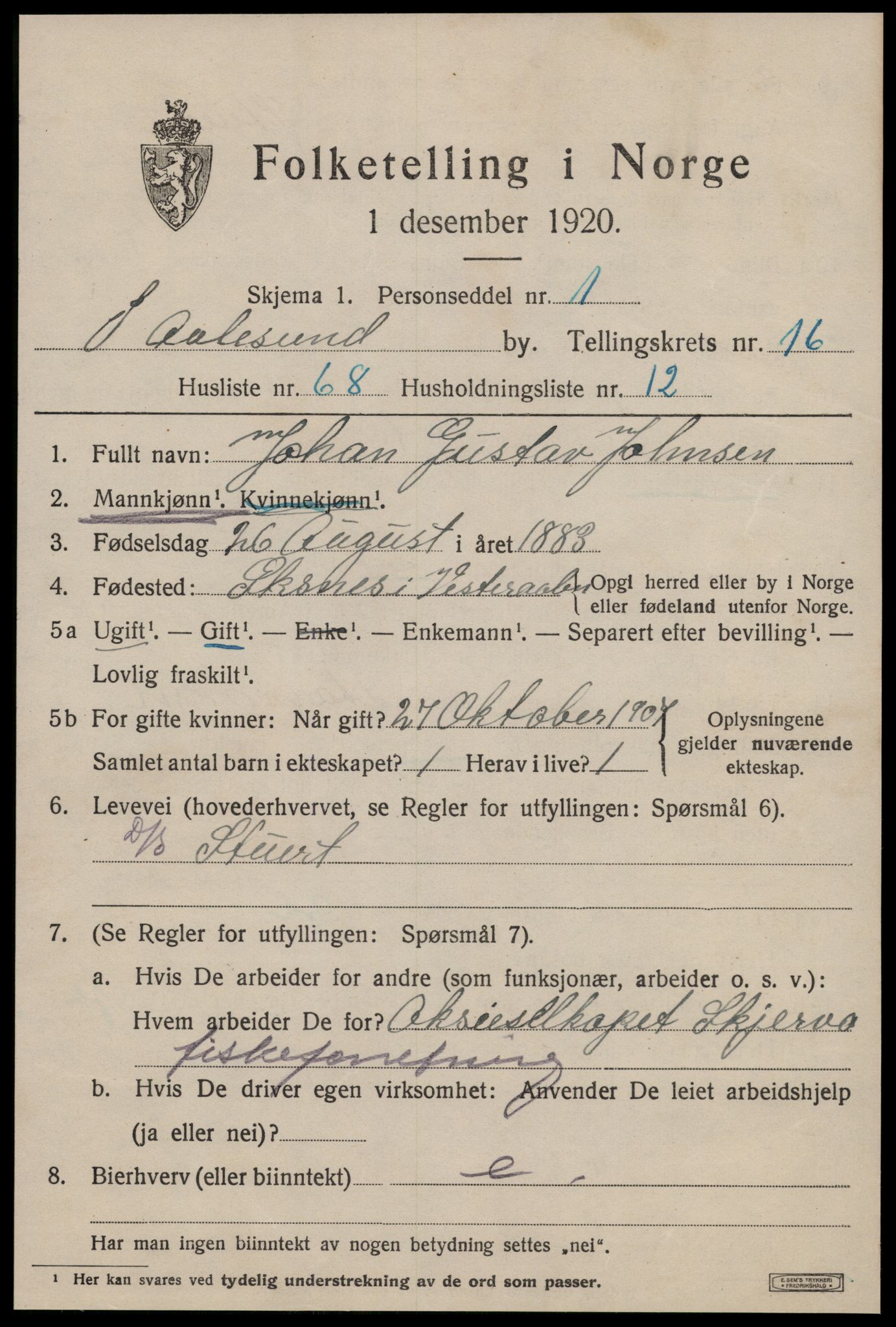 SAT, Folketelling 1920 for 1501 Ålesund kjøpstad, 1920, s. 33240