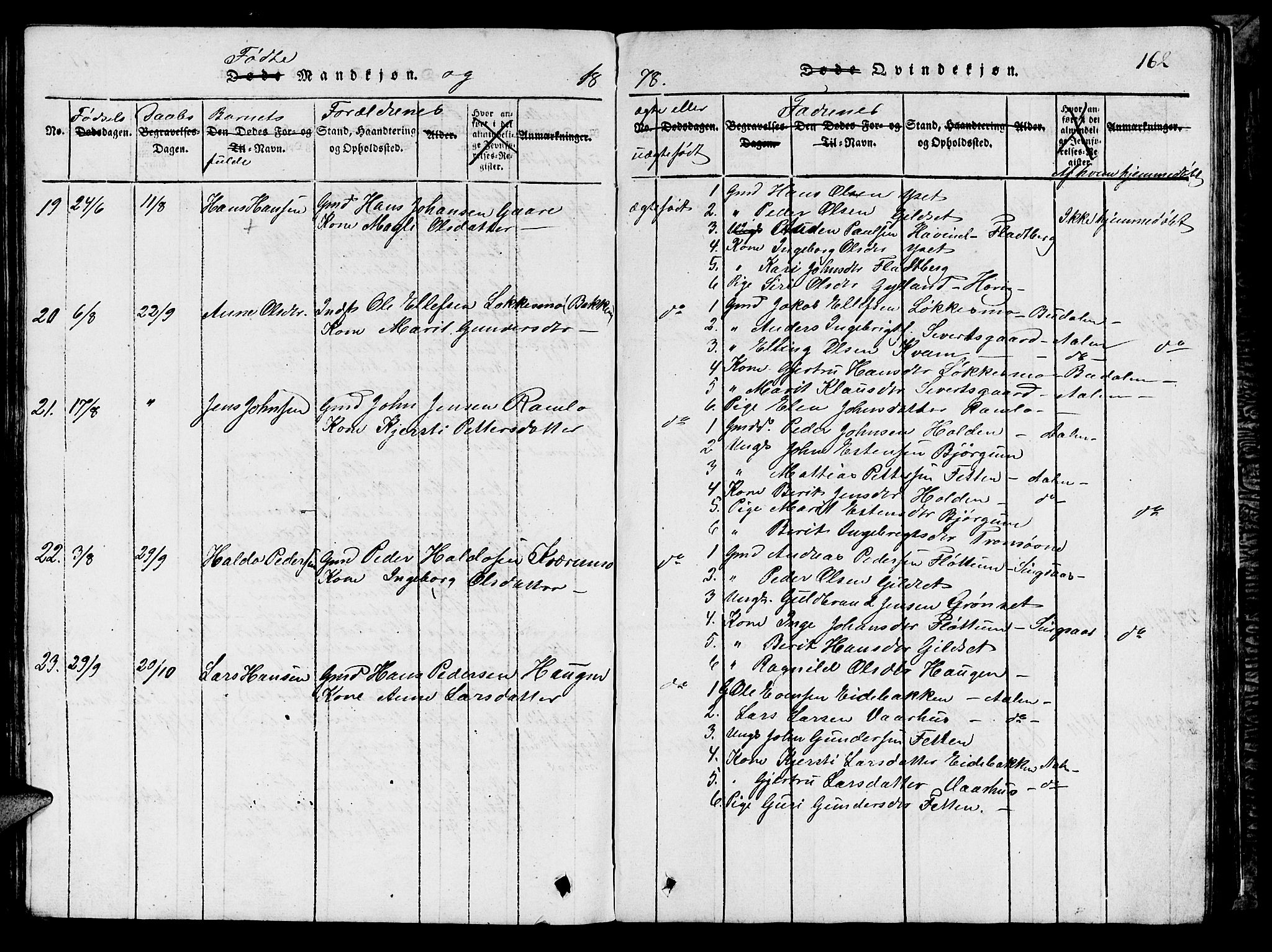 Ministerialprotokoller, klokkerbøker og fødselsregistre - Sør-Trøndelag, AV/SAT-A-1456/685/L0976: Klokkerbok nr. 685C01, 1817-1878, s. 162