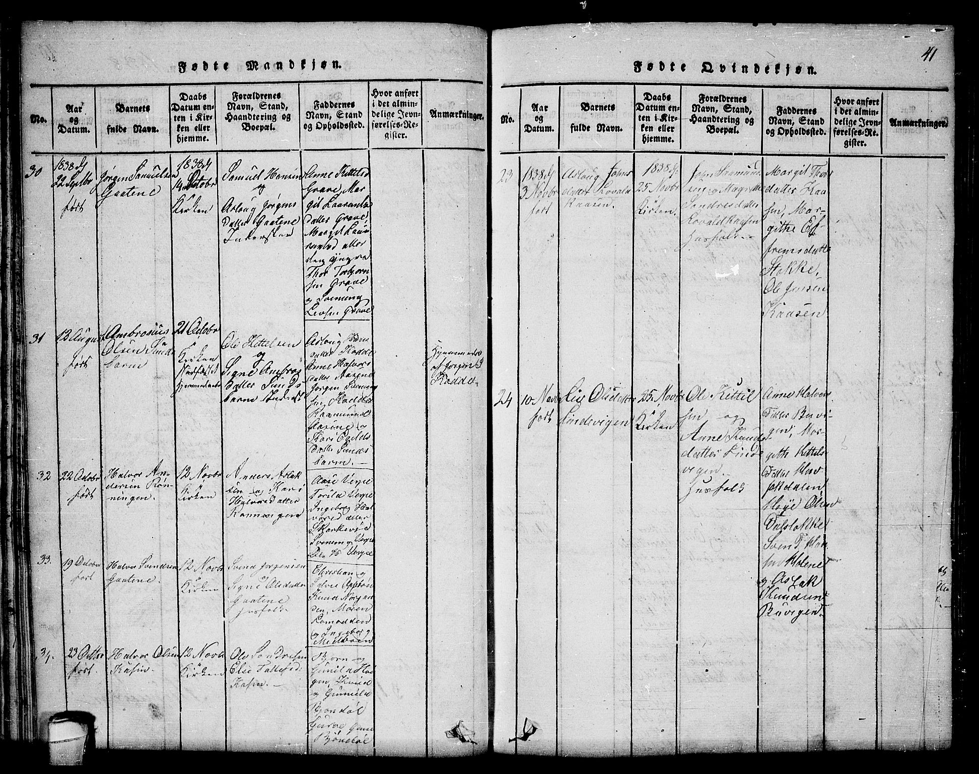 Seljord kirkebøker, AV/SAKO-A-20/F/Fc/L0001: Ministerialbok nr. III 1, 1815-1831, s. 41