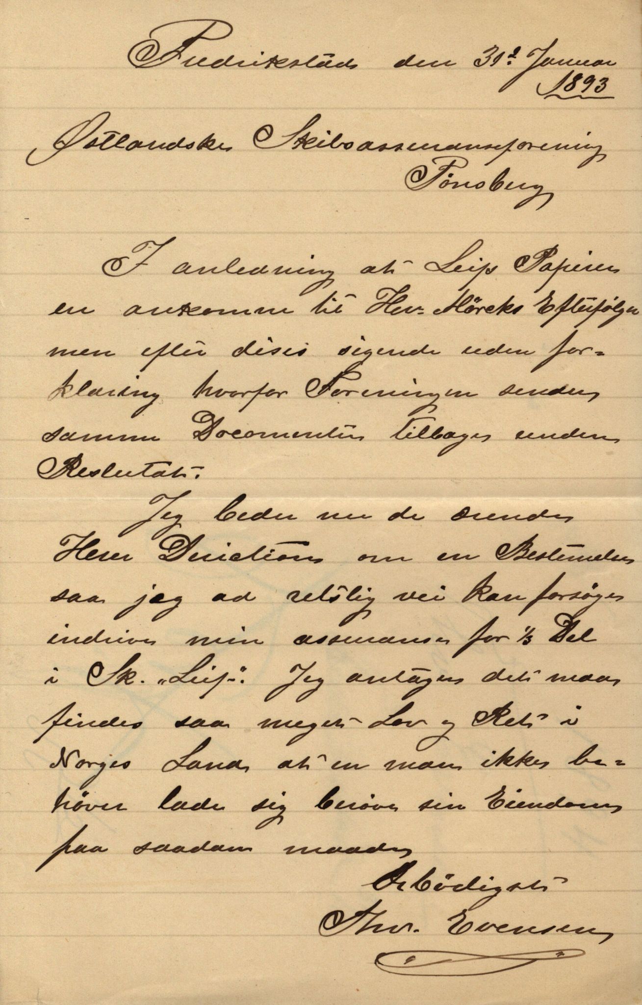 Pa 63 - Østlandske skibsassuranceforening, VEMU/A-1079/G/Ga/L0030/0001: Havaridokumenter / Leif, Korsvei, Margret, Mangerton, Mathilde, Island, Andover, 1893, s. 155