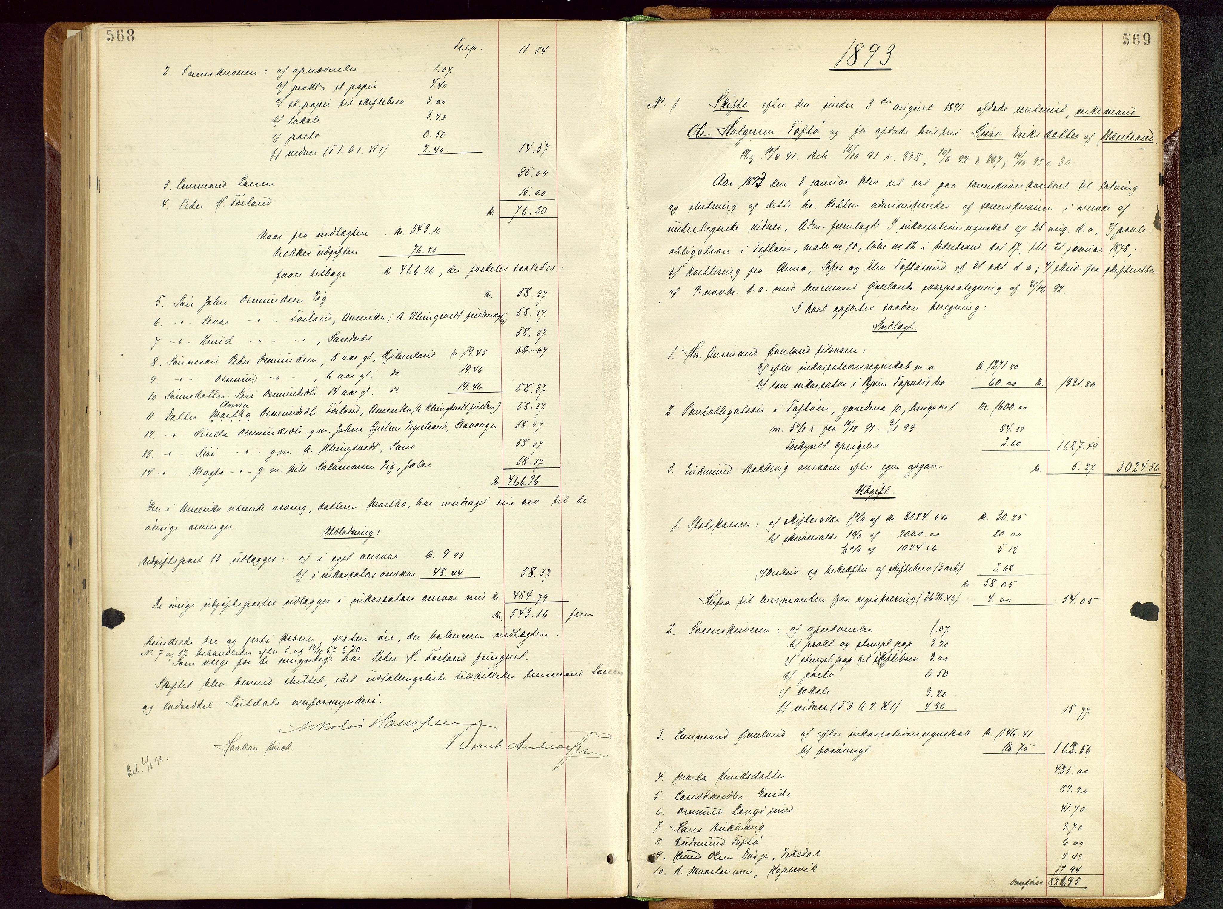 Ryfylke tingrett, SAST/A-100055/001/IV/IVD/L0028: Skifteprotokoll, register i protokollen, 1885-1893, s. 568-569