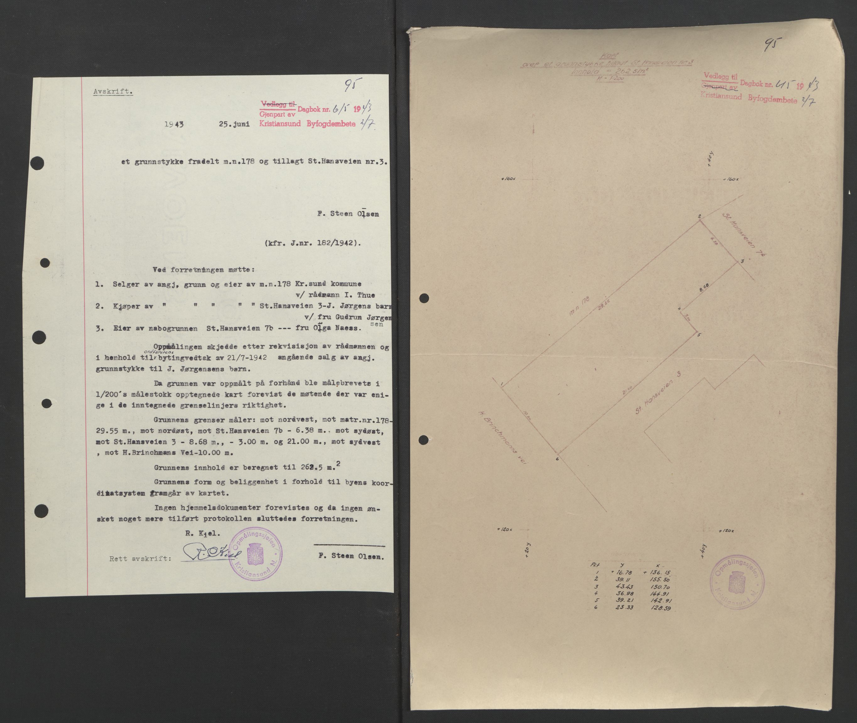 Kristiansund byfogd, AV/SAT-A-4587/A/27: Pantebok nr. 37, 1942-1945, Dagboknr: 615/1943