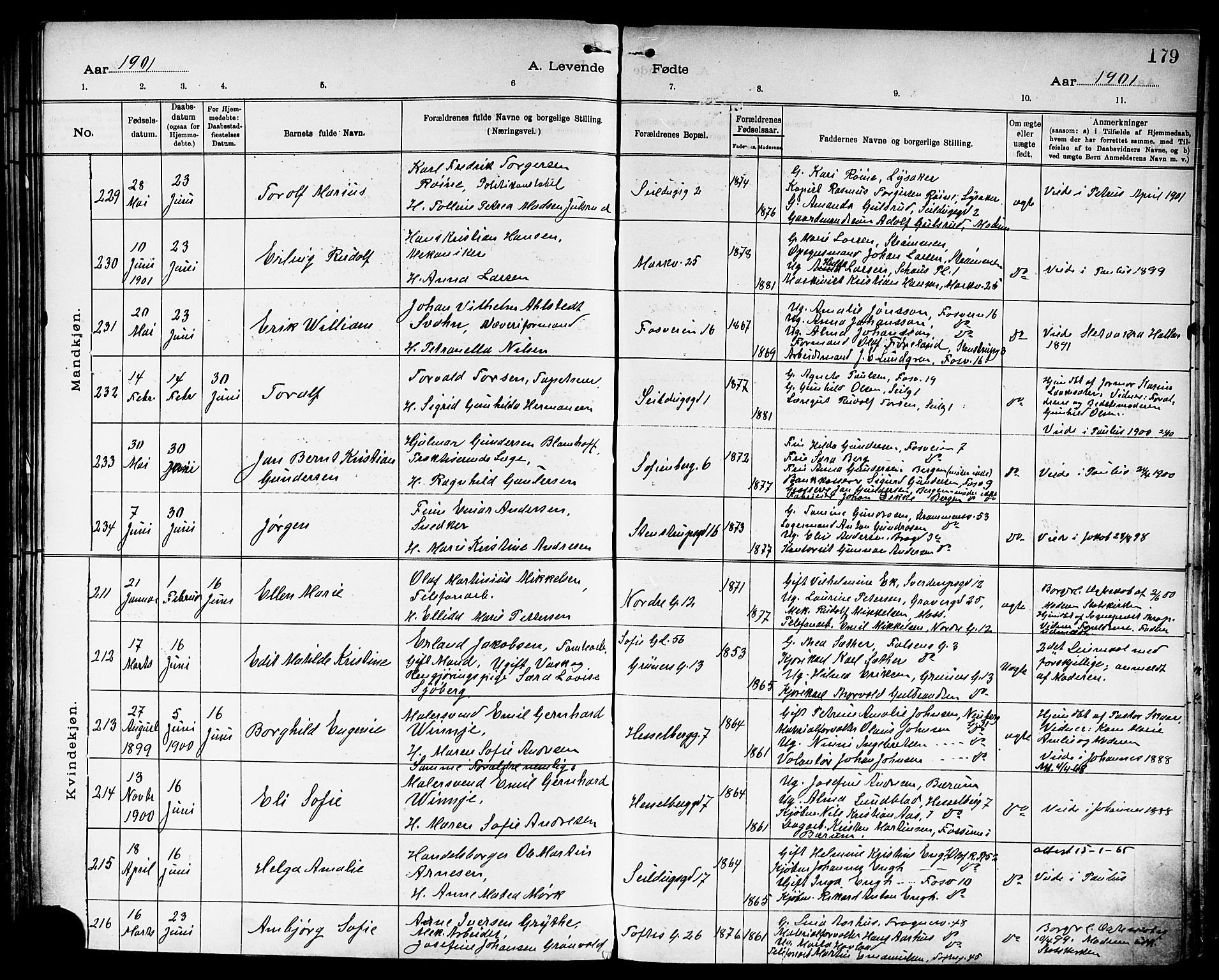Paulus prestekontor Kirkebøker, AV/SAO-A-10871/F/Fa/L0015: Ministerialbok nr. 15, 1899-1902, s. 179