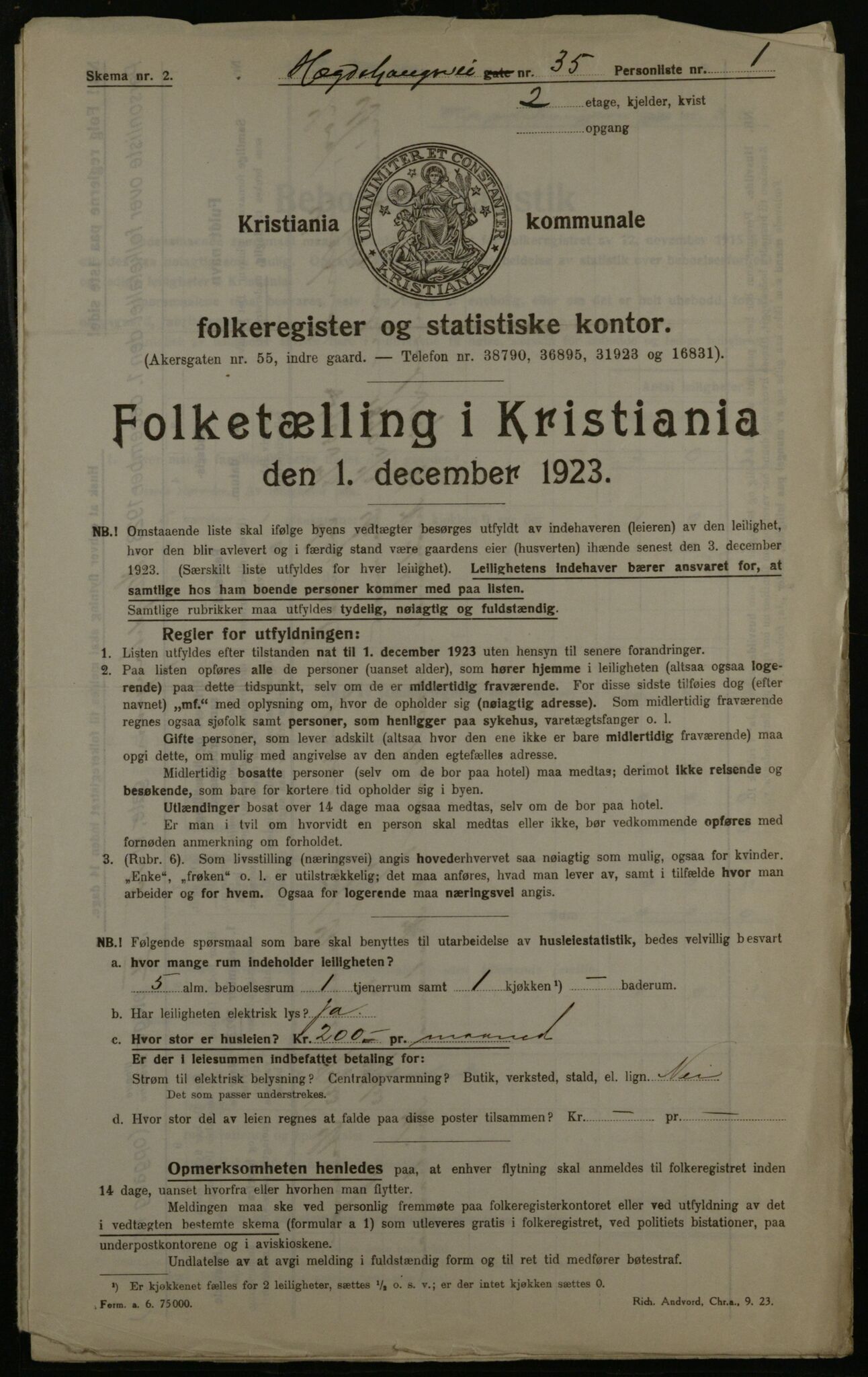 OBA, Kommunal folketelling 1.12.1923 for Kristiania, 1923, s. 40782