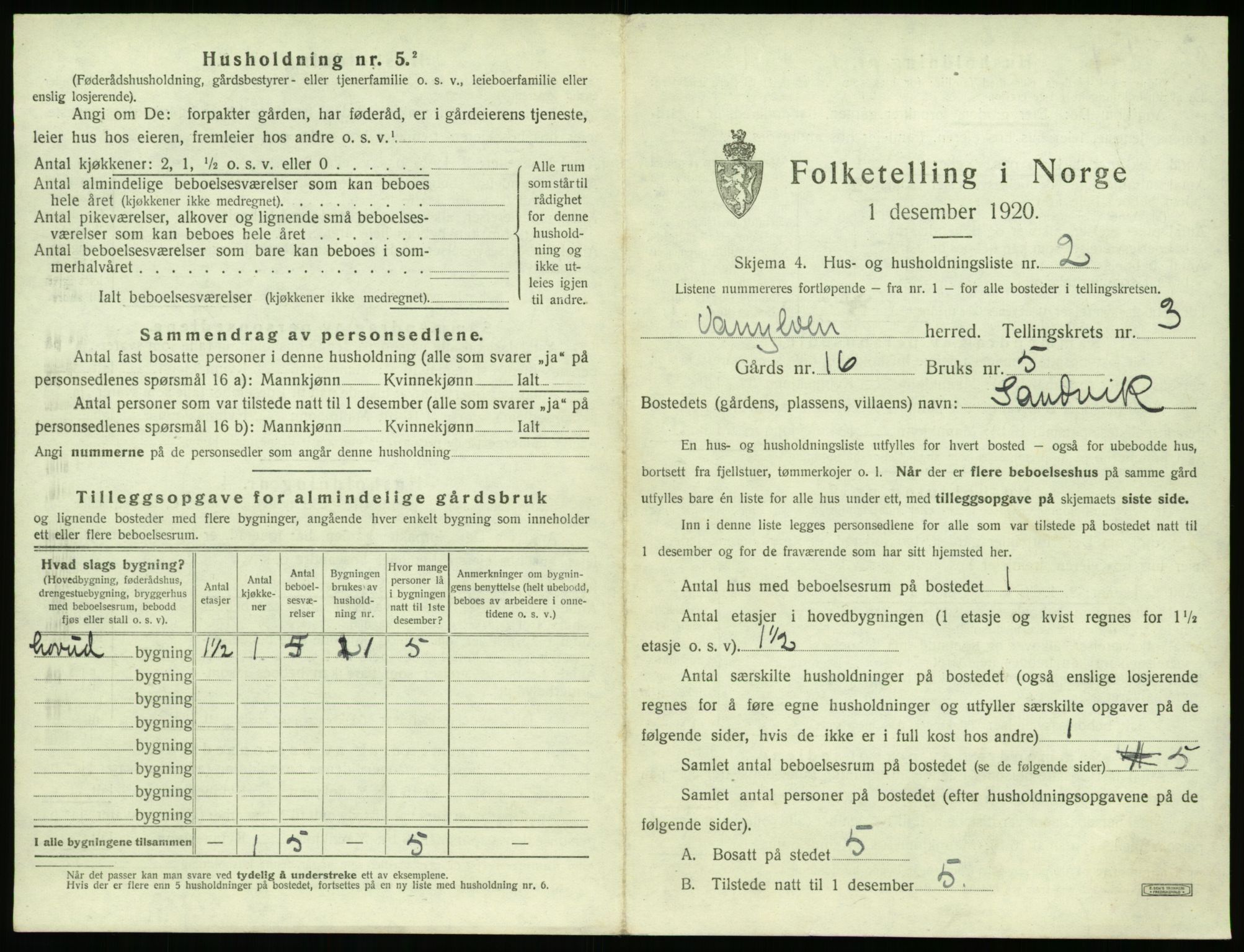 SAT, Folketelling 1920 for 1511 Vanylven herred, 1920, s. 229