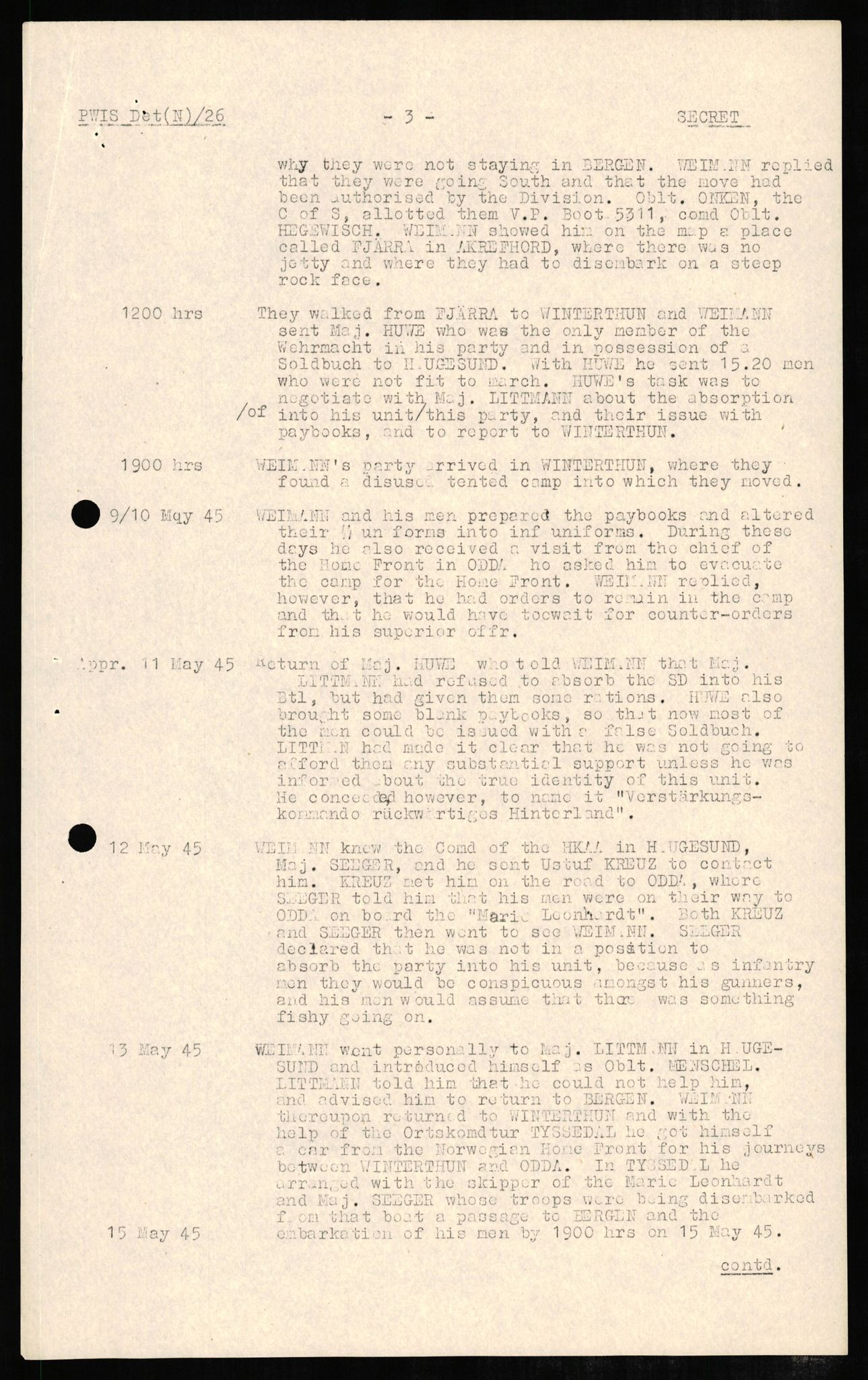 Forsvaret, Forsvarets overkommando II, AV/RA-RAFA-3915/D/Db/L0006: CI Questionaires. Tyske okkupasjonsstyrker i Norge. Tyskere., 1945-1946, s. 35