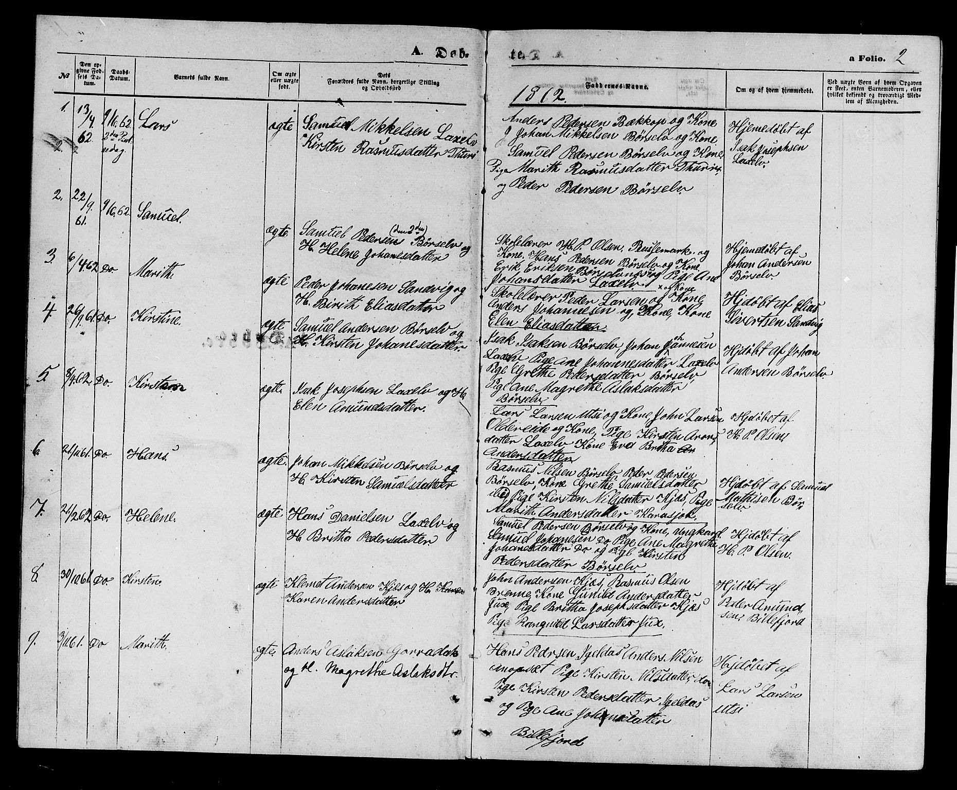 Kistrand/Porsanger sokneprestembete, AV/SATØ-S-1351/H/Hb/L0002.klokk: Klokkerbok nr. 2, 1862-1873, s. 2
