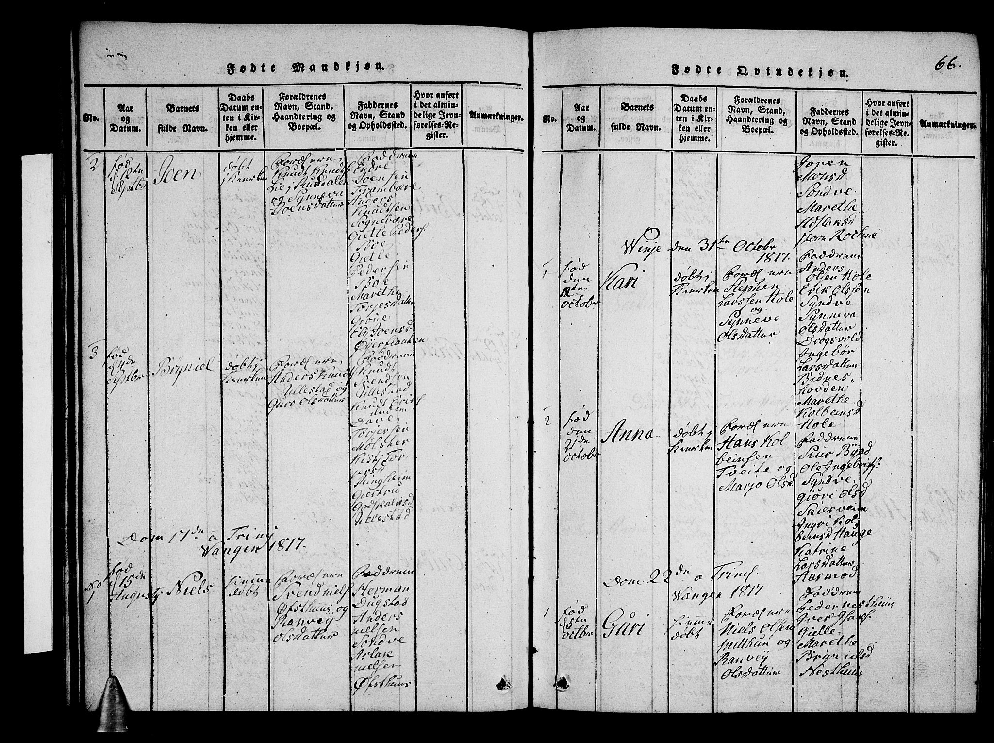 Voss sokneprestembete, AV/SAB-A-79001/H/Hab: Klokkerbok nr. A 1, 1816-1818, s. 66