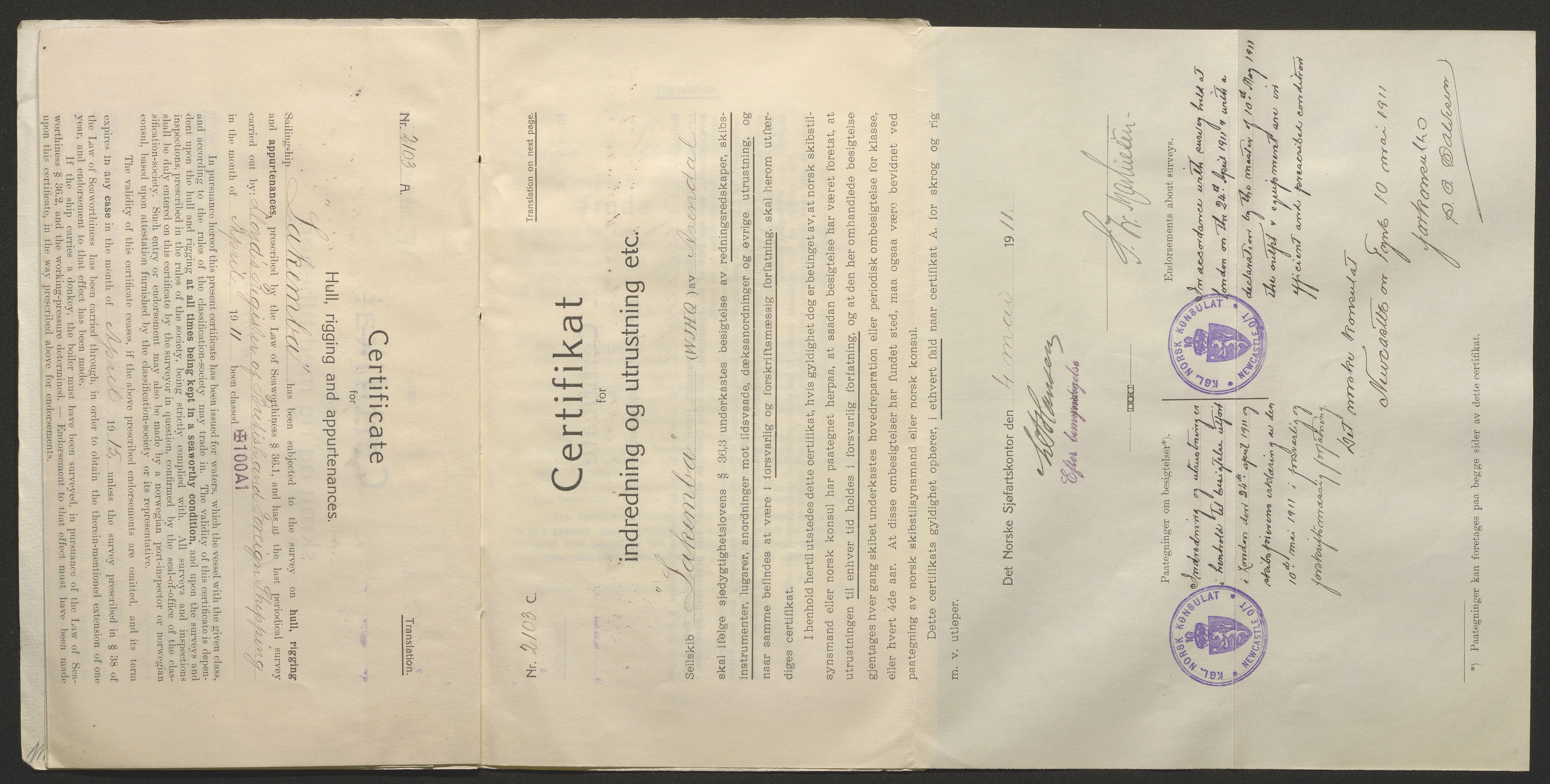Sjøfartsdirektoratet med forløpere, skipsmapper slettede skip, AV/RA-S-4998/F/Fa/L0638: --, 1866-1933, s. 11
