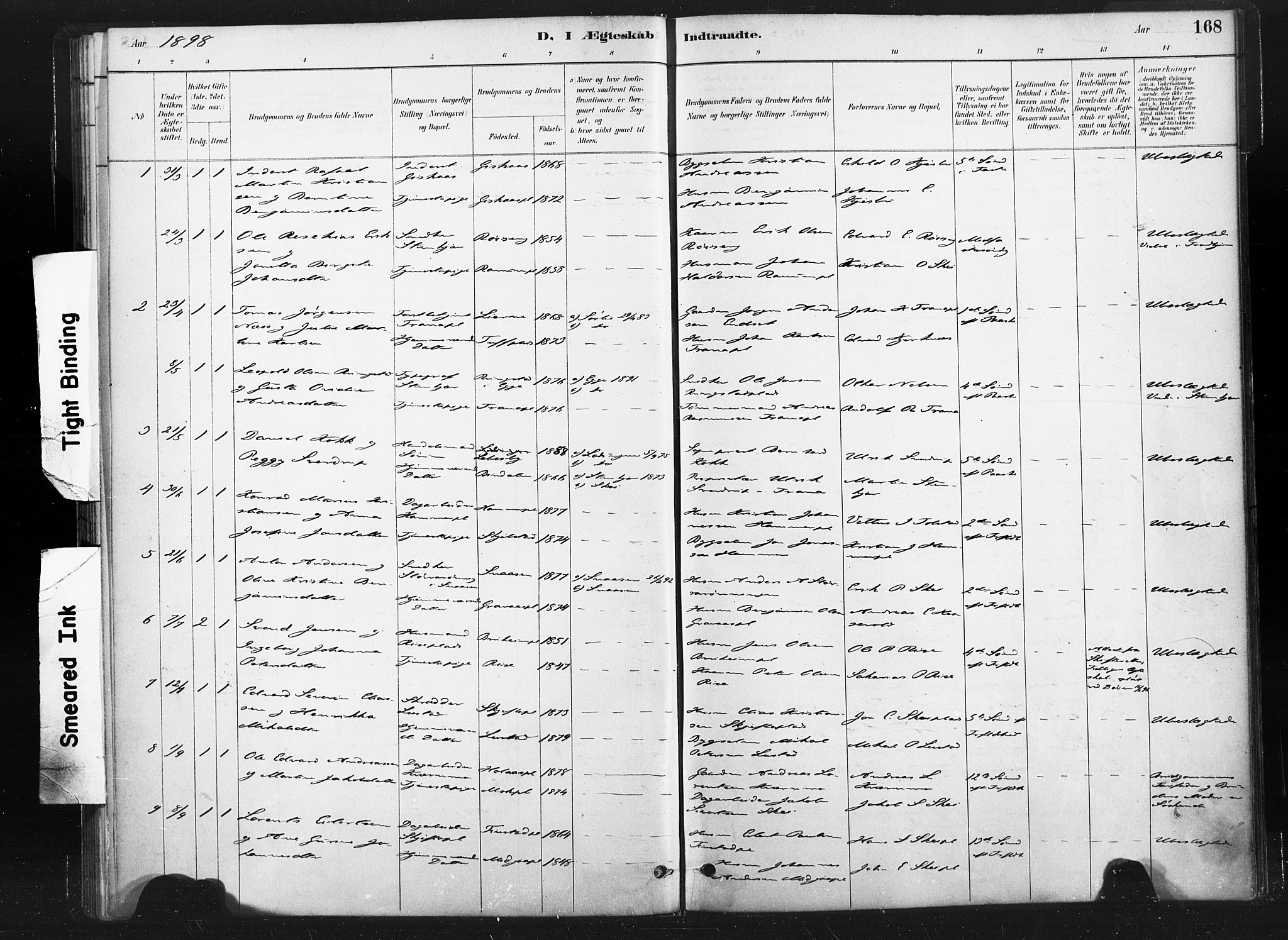Ministerialprotokoller, klokkerbøker og fødselsregistre - Nord-Trøndelag, SAT/A-1458/736/L0361: Ministerialbok nr. 736A01, 1884-1906, s. 168