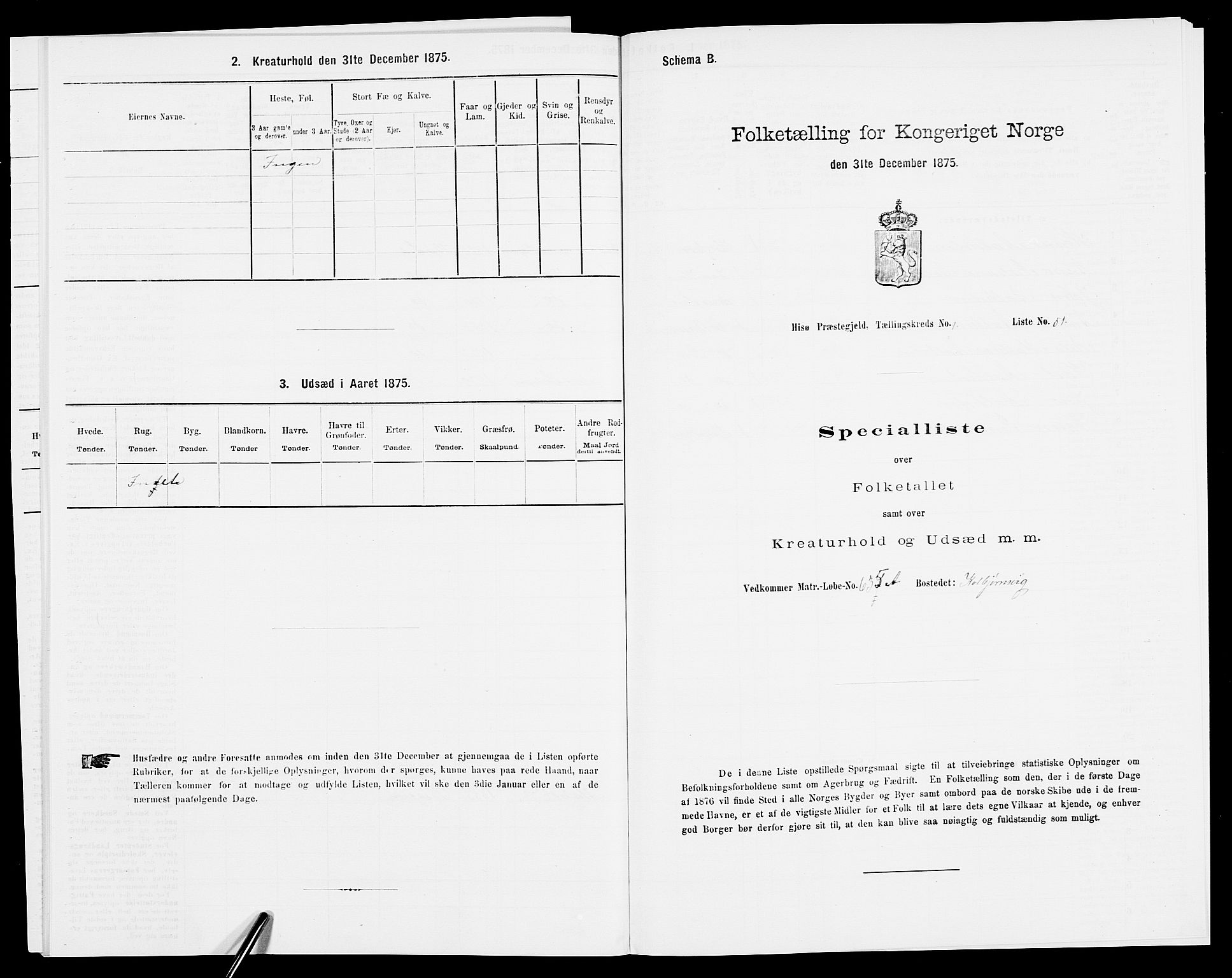 SAK, Folketelling 1875 for 0922P Hisøy prestegjeld, 1875, s. 146