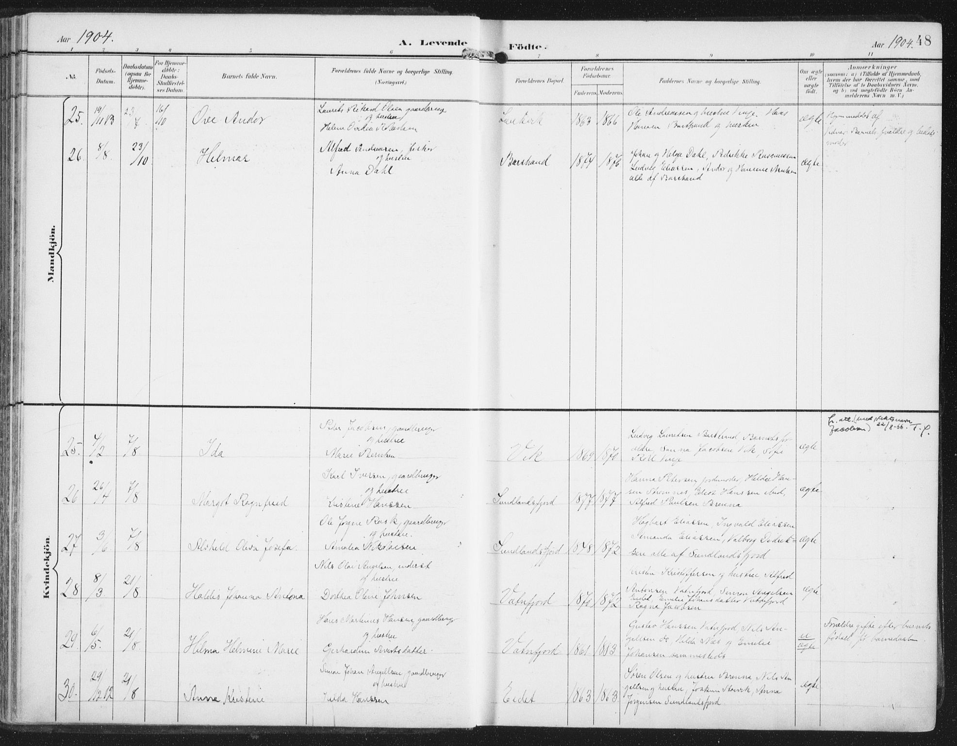 Ministerialprotokoller, klokkerbøker og fødselsregistre - Nordland, AV/SAT-A-1459/876/L1098: Ministerialbok nr. 876A04, 1896-1915, s. 48