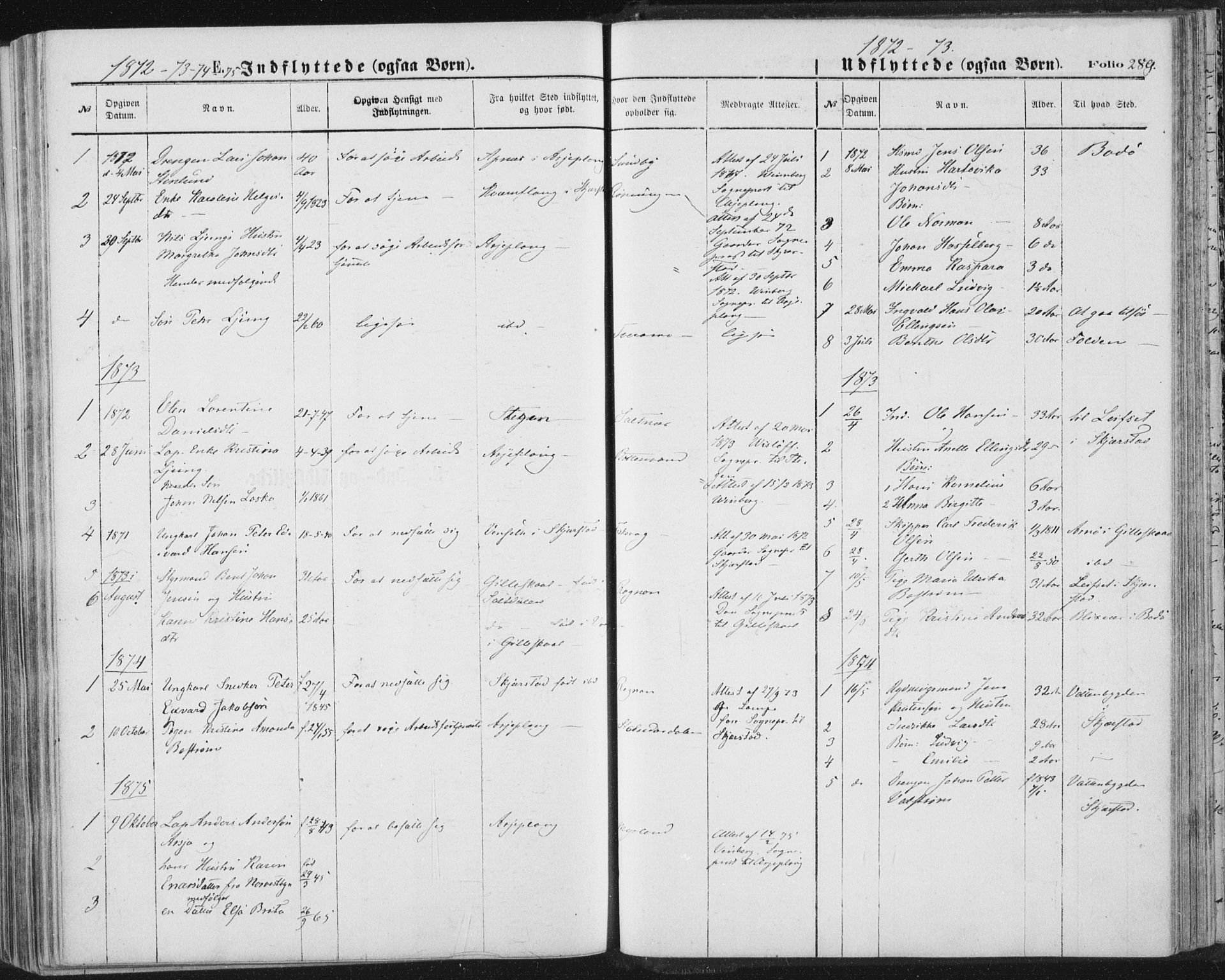 Ministerialprotokoller, klokkerbøker og fødselsregistre - Nordland, SAT/A-1459/847/L0668: Ministerialbok nr. 847A08, 1872-1886, s. 289